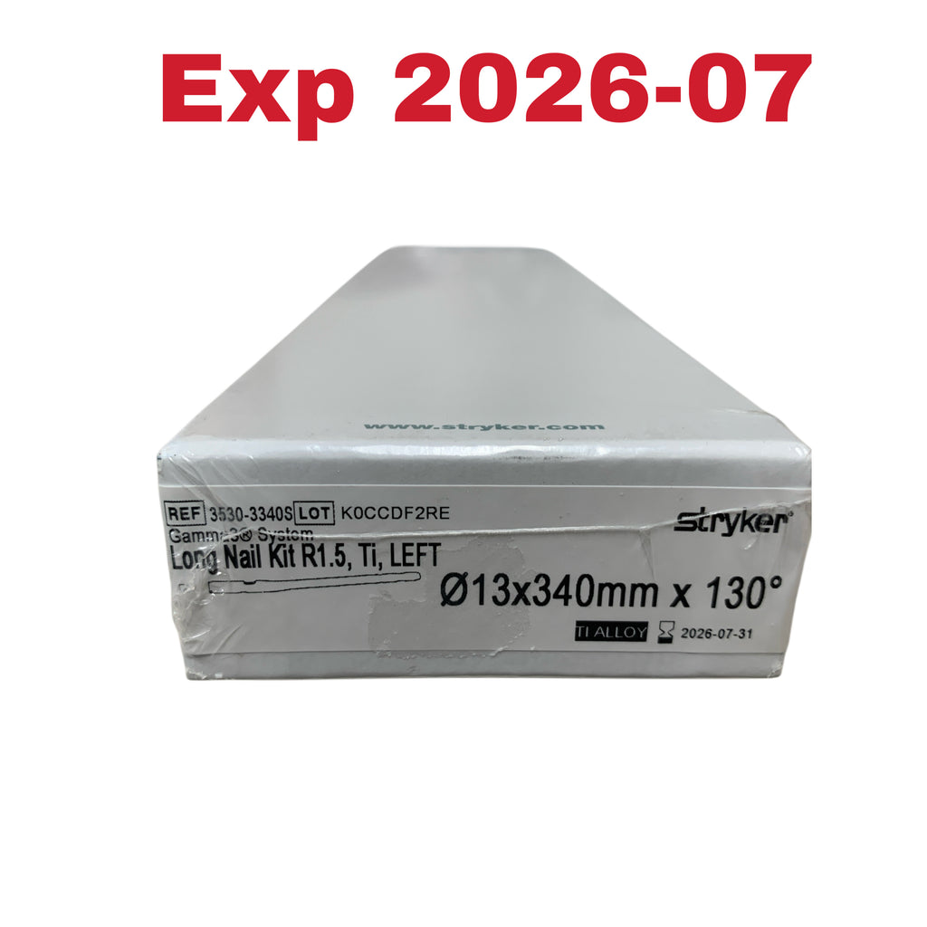 STRYKER 3530-3340S Gamma3 System Long Nail Kit R1.5 Ti Left 13x340mm x 130° Exp 2026 07