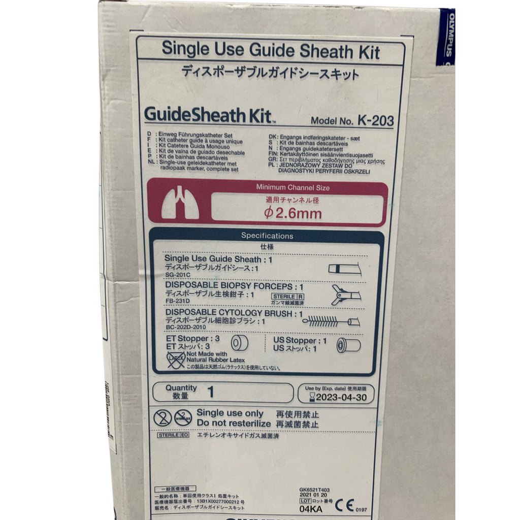 OLYMPUS K-203 Single Use Guide Sheath Kit Minimum Channel Size 2.6mm Exp 2023 04