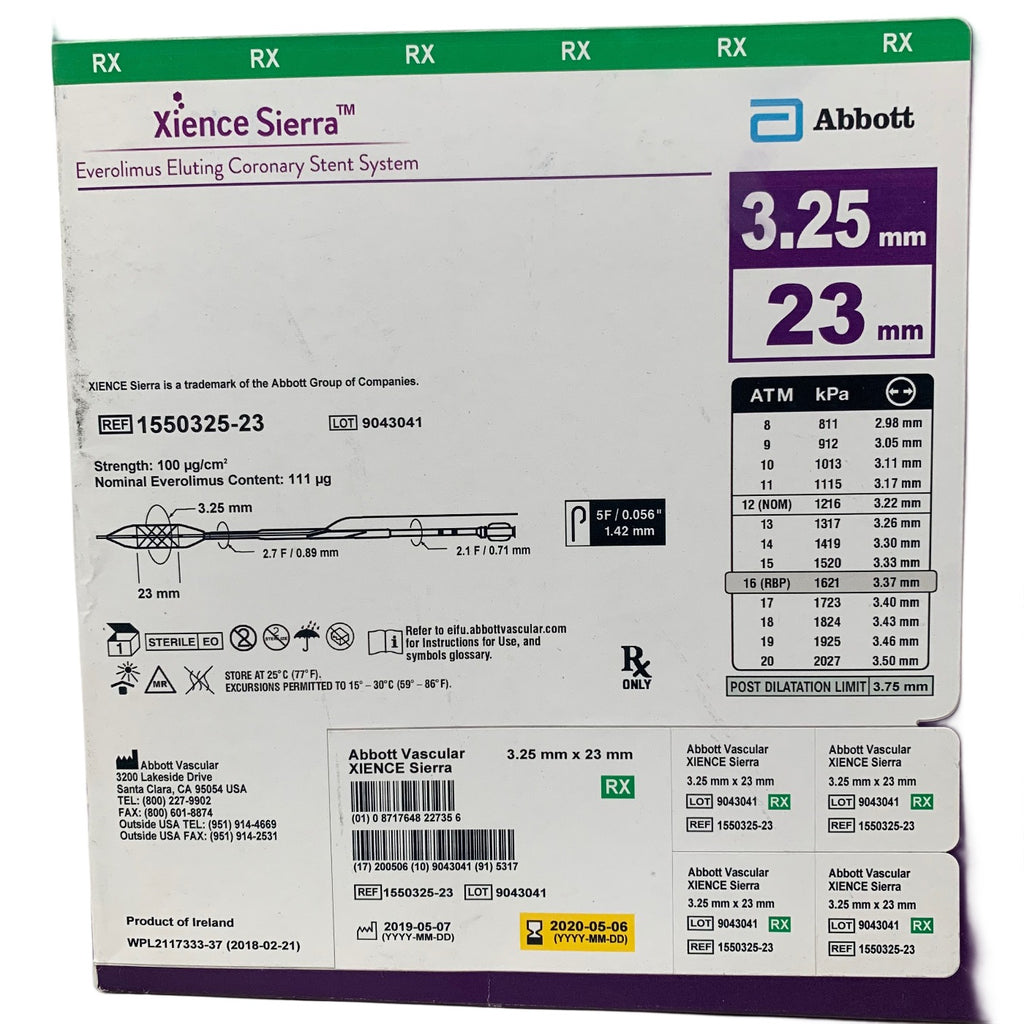 ABBOTT 1550325-23 Xience Sierra Everolimus Eluting Coronary Stent System 3.25 x 23 mm Exp 2020 05