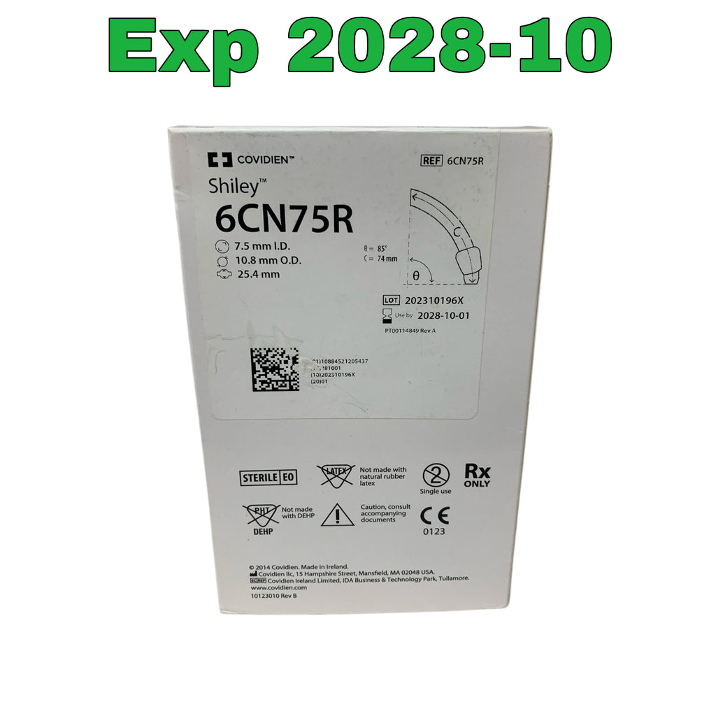 COVIDIEN REF 6CN75R Shiley Adult Flexible Tracheostomy Tube with TaperGuard Cuff, 7.5mm I.D. / 10.8mm O.D., Exp.2028/10