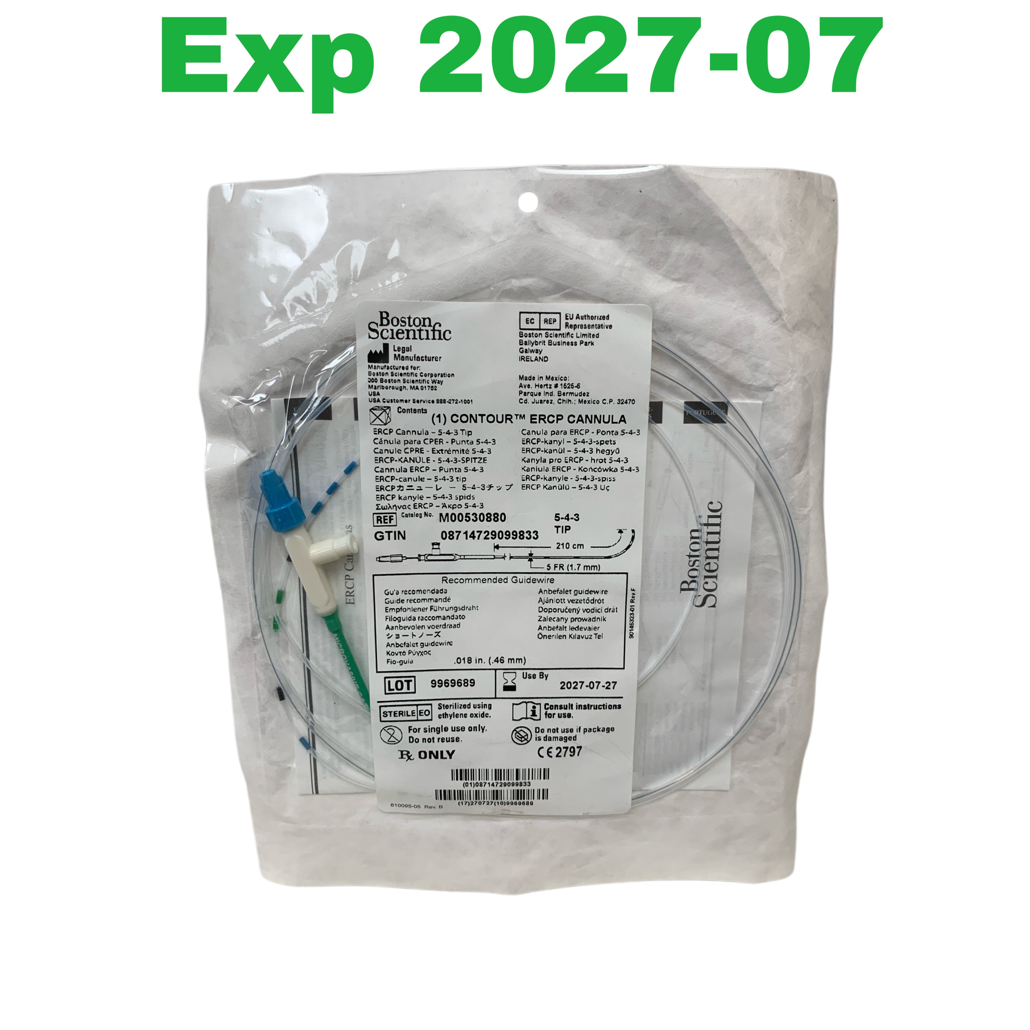 BOSTON SCIENTIFIC REF M00530880 Contour ERCP Cannula 5-4-3 Tip 210cm 5 FR Exp.2027-07