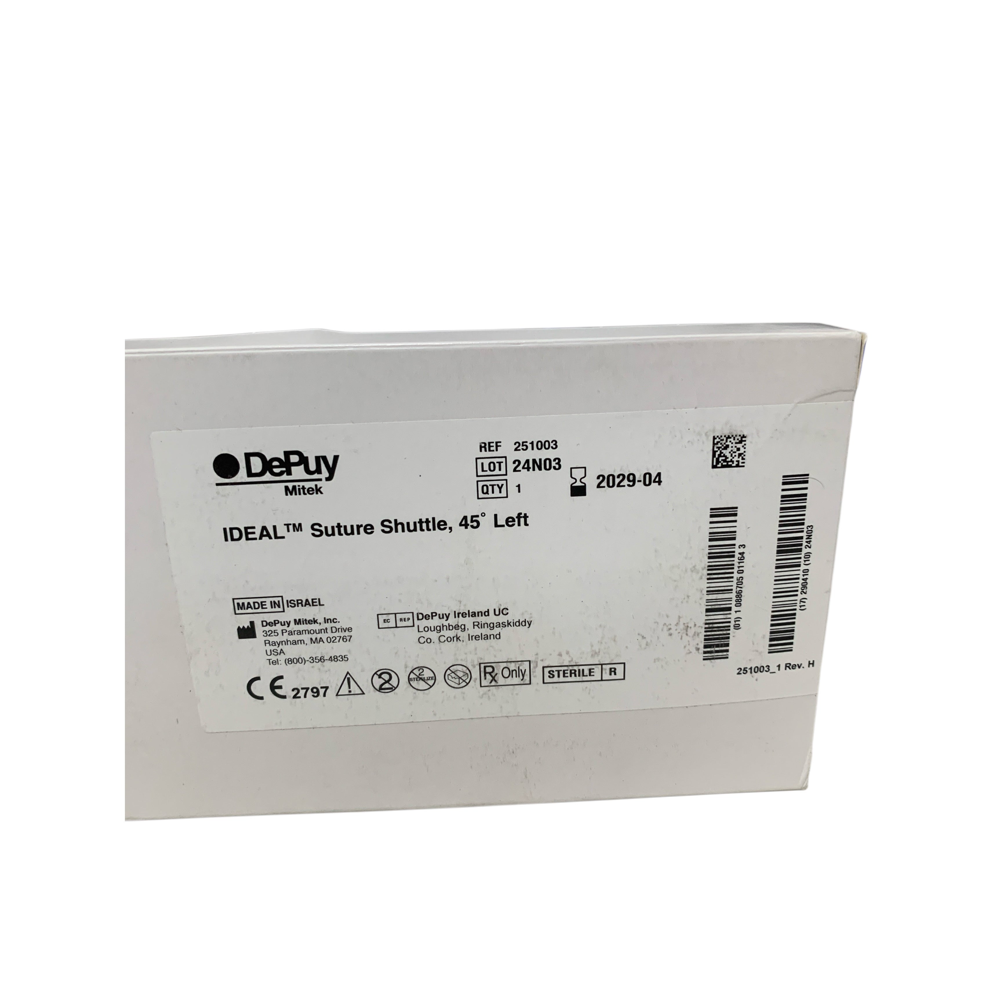 DEPUY MITEK REF 251003 IDEAL SUTURE SHUTTLE 45 LEFT Exp 2029 04