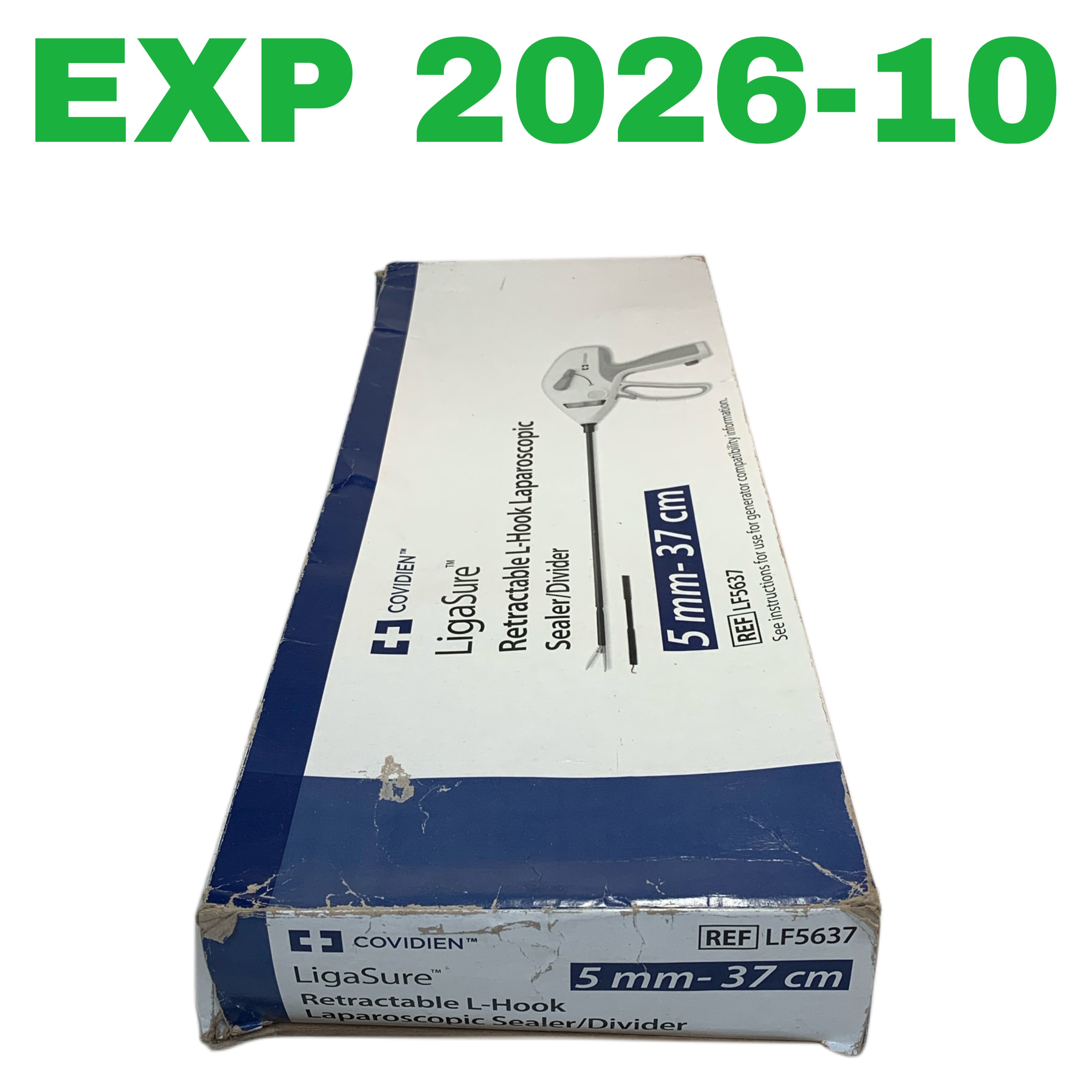 COVIDIEN REF LF5637 LigaSure Retractable L- Hook Laparoscopic Sealer/Divider 5MM-37CM, Exp.2026-10