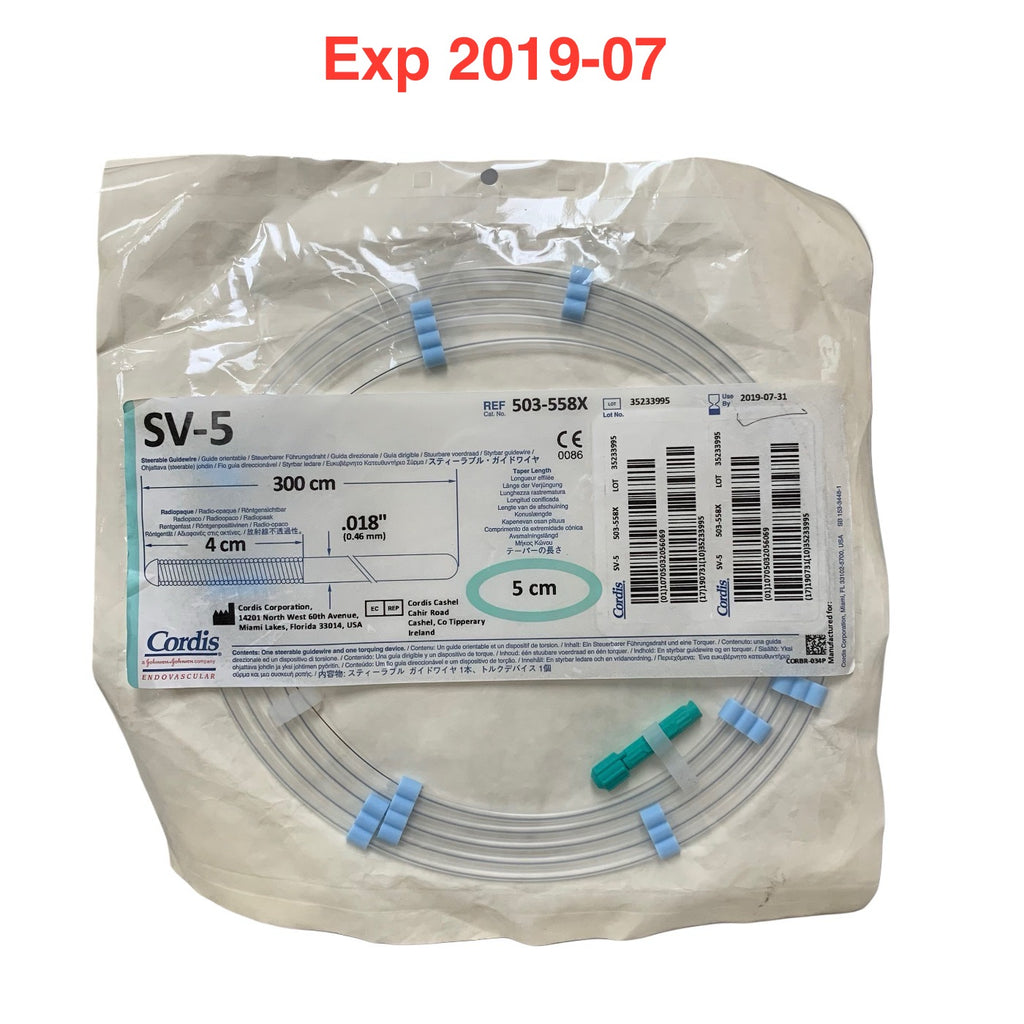 CORDIS 503-558X SV-5 Steerable Guidewire 0.018in 0.46mm 300cm Exp 2019 07