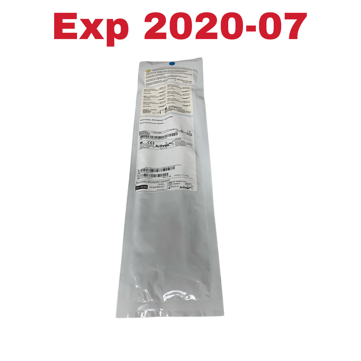 ARTHREX AR-1934BCF-24-2 Suture Anchor BioComposite SutureTak With 2 FiberWire and 2 TigerWire 2.4 x 12 mm Exp 2020 07