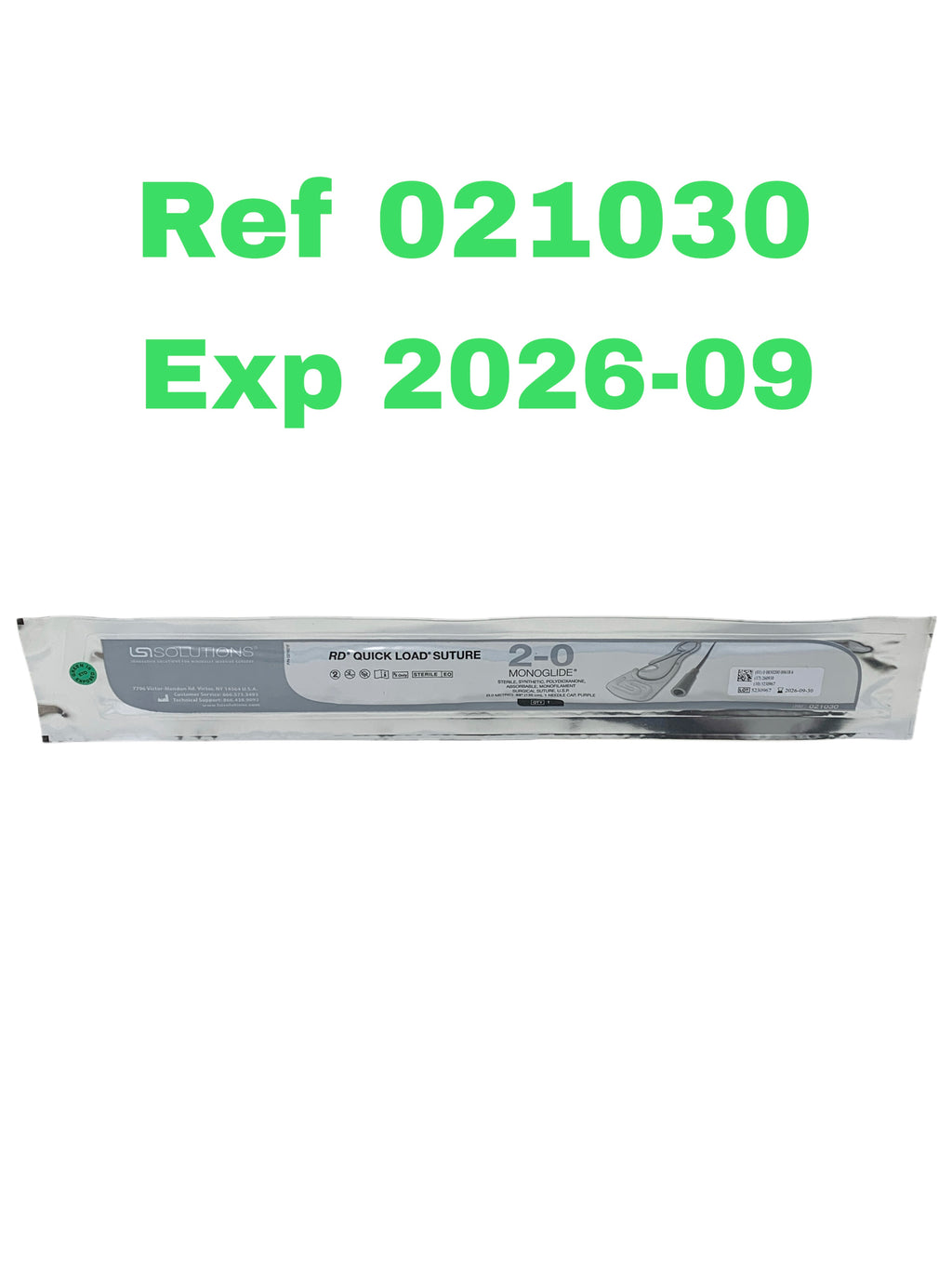 LSI SOLUTIONS REF 021030 RD Quick Load Suture 2-0 Monoglided Absorbable Monofilament 53in, Exp.2026/09