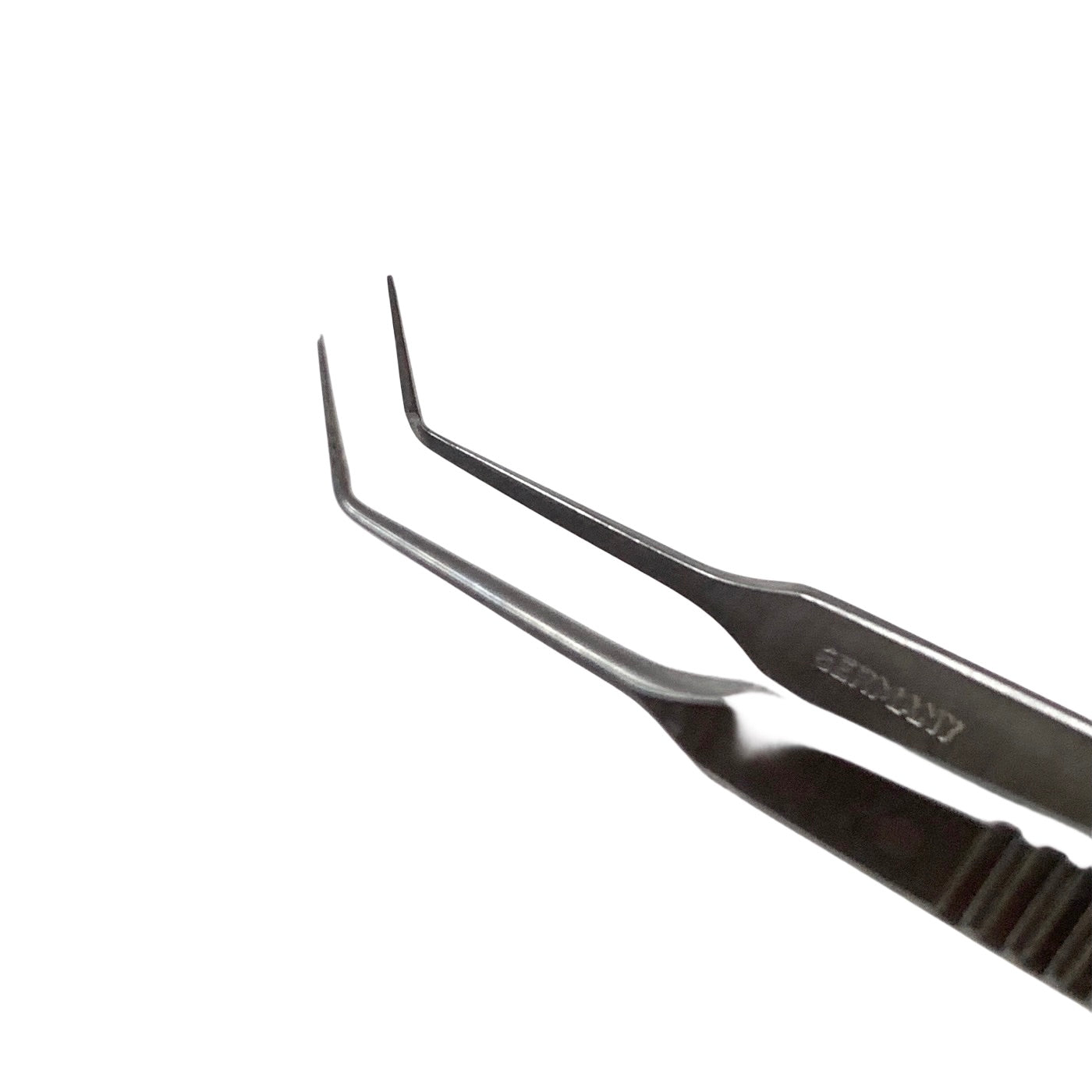 AMBLER REF 2445E McPherson tying forceps 3 3/8'',angled shafts, 4.0mm from bend to tip, 4.0mm tying platforms, narrow serrated flat handle
