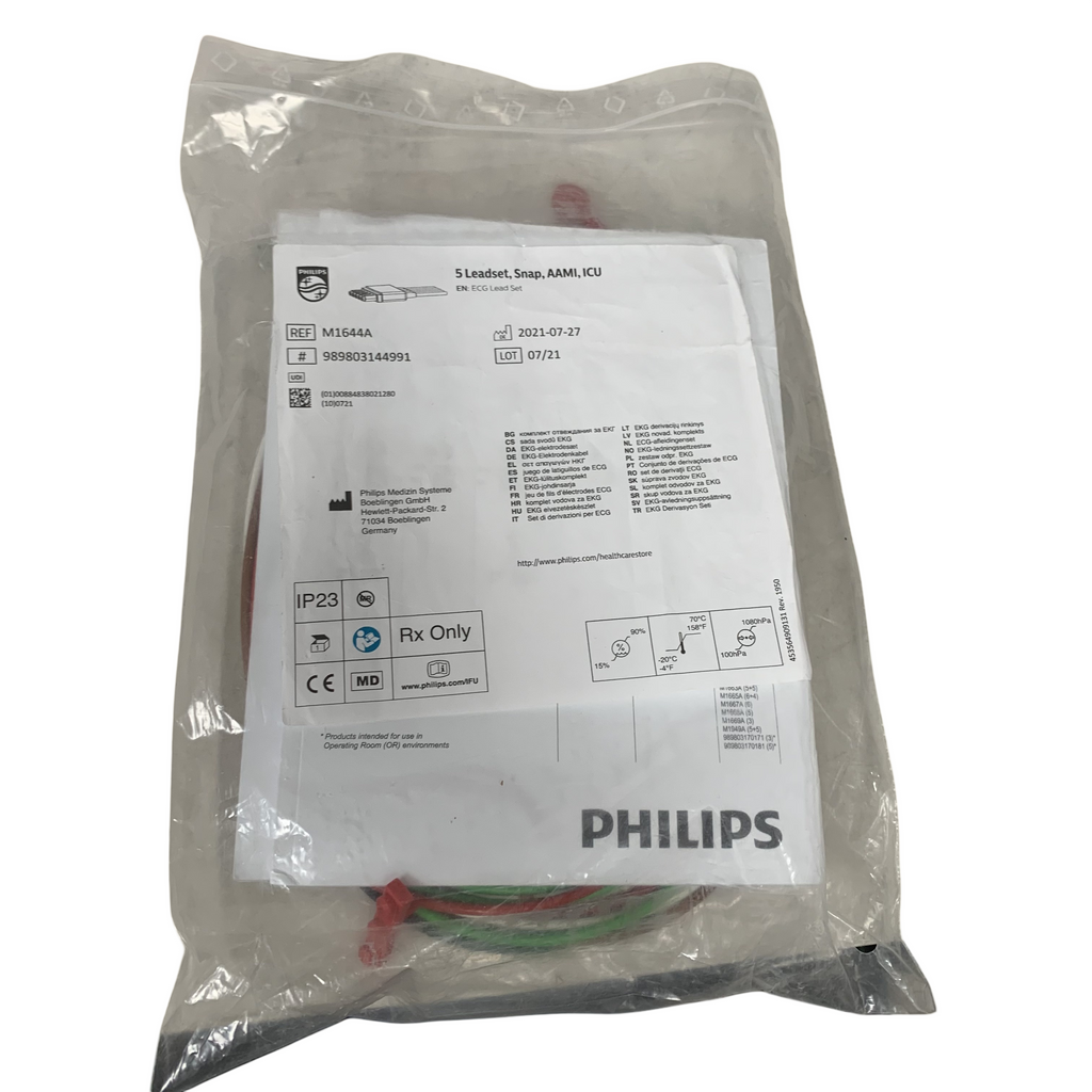 PHILIPS M1644A 5 Leadset Snap AAMI ICU ECG Lead Set