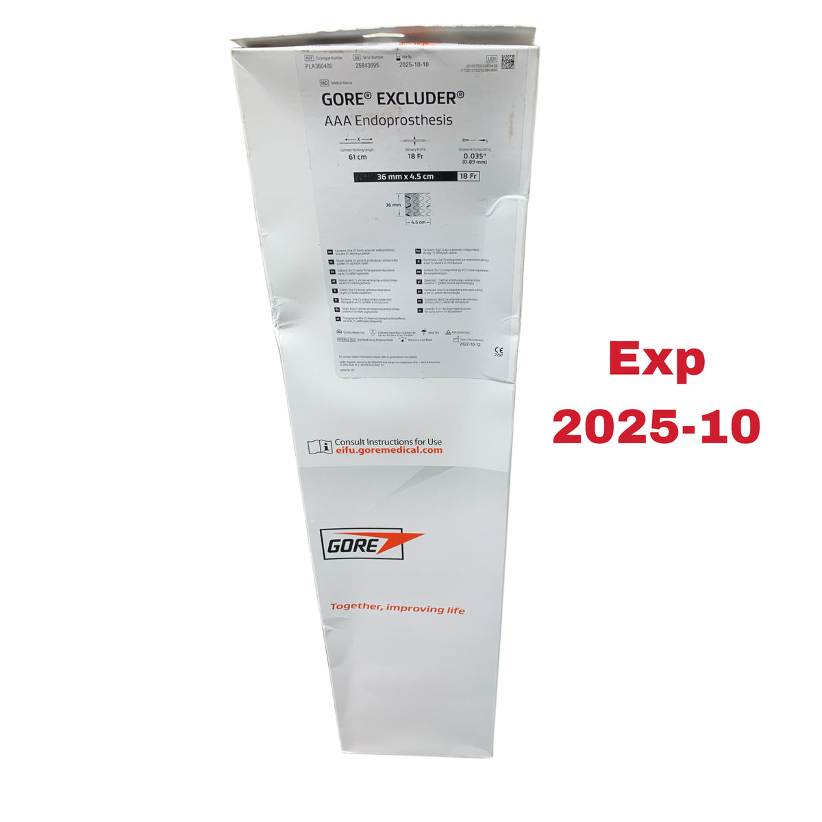 GORE PLA360400 EXCLUDER AAA Endoprosthesis 36mm x 4.5cm 18 Fr 61cm Exp 2025 10