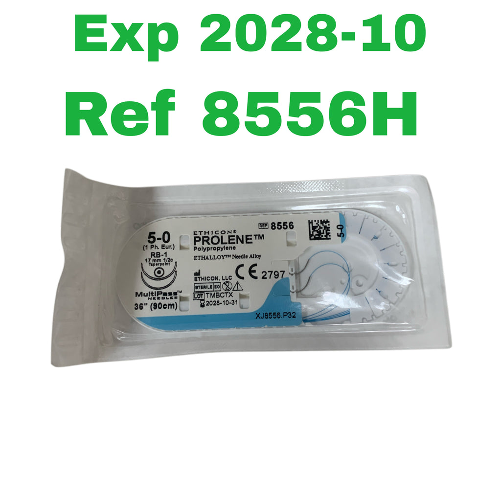 ETHICON REF 8556H Prolene 5-0 Polypropylene Non-Absorbable Suture, 36" (90cm), RB-1 Needle, Exp.2028-10