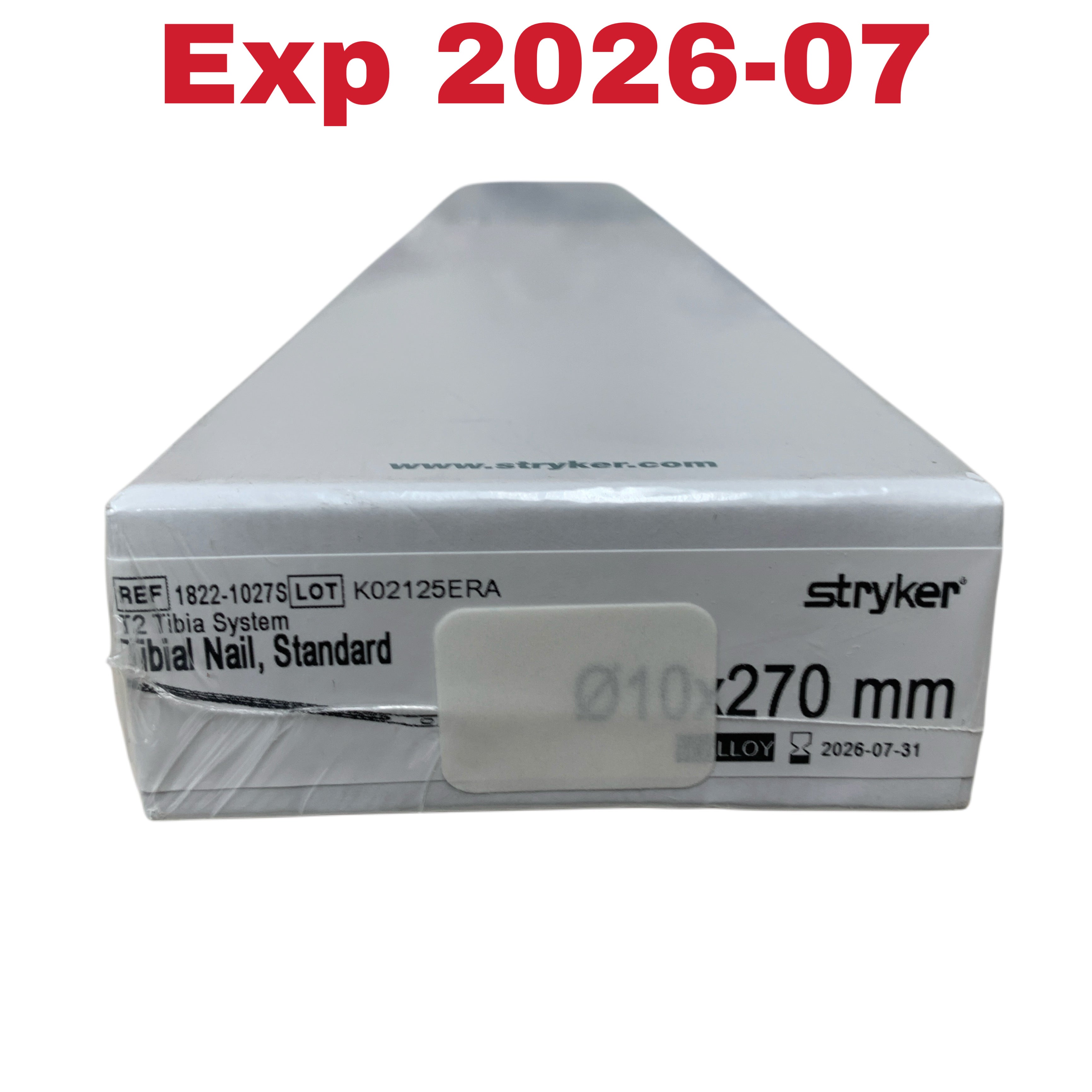 STRYKER 1822-1027S T2 Tibia System Tibial Nail Standard 10x270mm Exp 2026 07