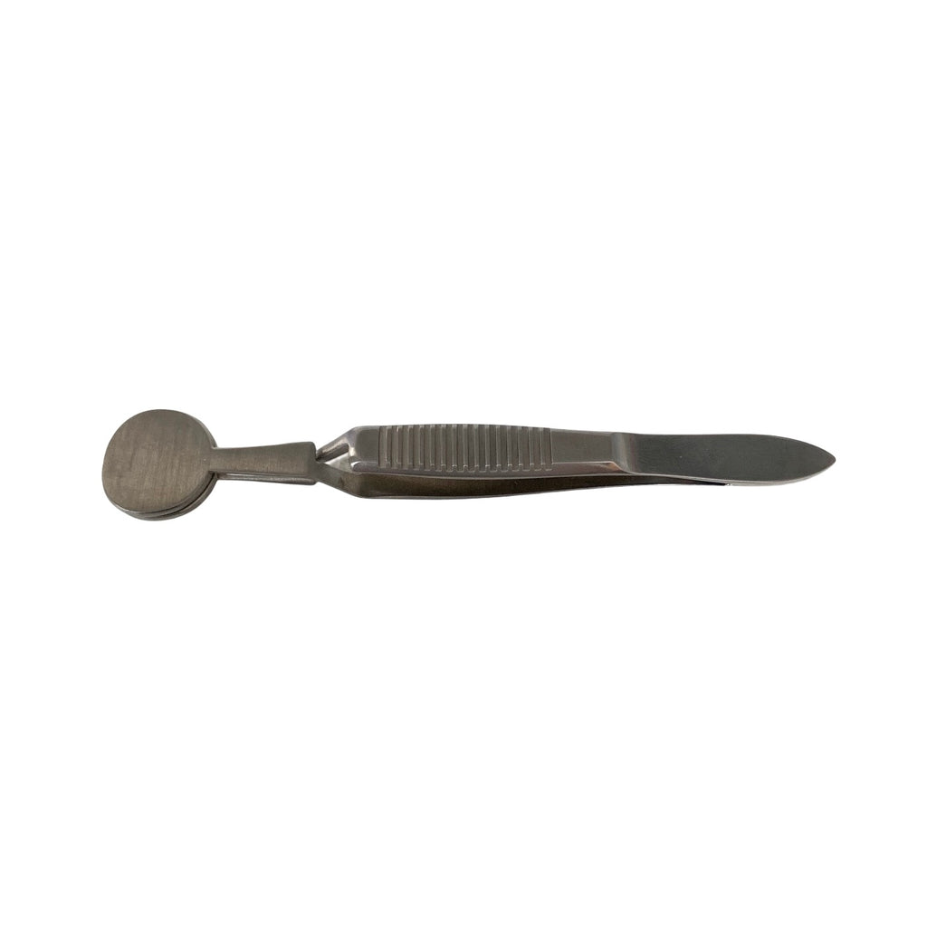 AMBLER REF 2211E Desmarres chalazion forceps 20.0mm solid lower plate, 12.0mm x 14.0mm open upper plate, cross-action flat handle