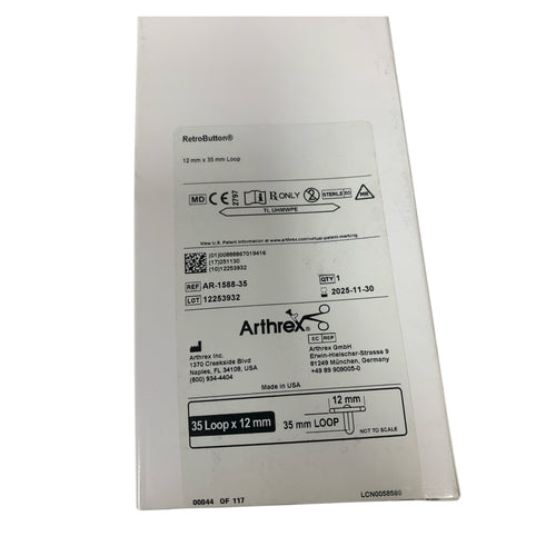 ARTHREX REF AR-1588-35 RetroButton 12mm x 35mm Loop Titanium UHMWPE, Exp.2025/11