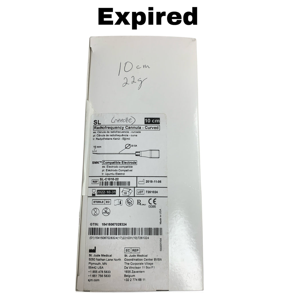ST JUDE MEDICAL SL-C1010-22 Radiofrequency Cannula Curved 10 cm 22 GA Box of 10 EXP 2022 10