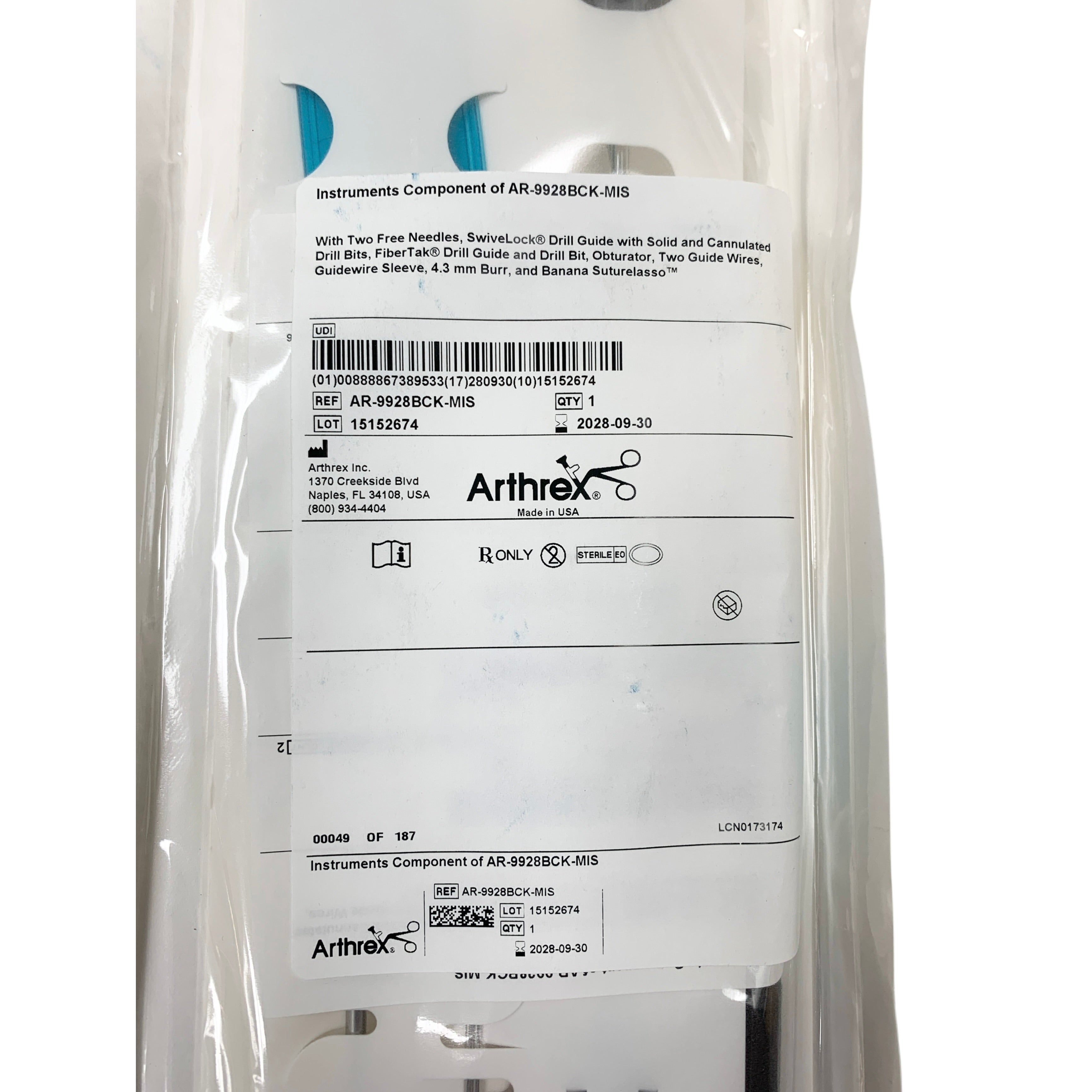 ARTHREX REF AR-9928BCK-MIS Instruments Component of AR-9928BCK-MIS, Exp.2028-09