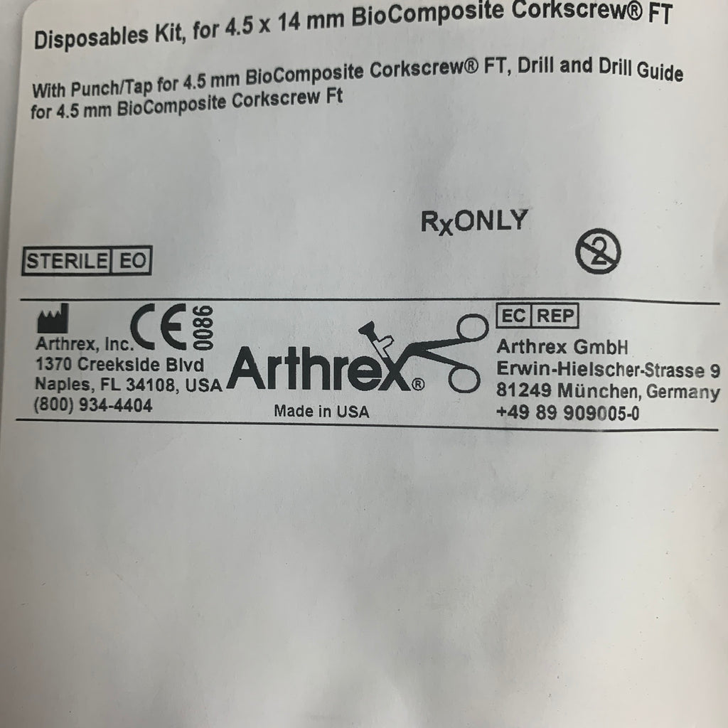 ARTHREX AR-8927DSC Disposables Kit for 4.5x14mm BioComposite Corkscrew FT EXP 2019 12