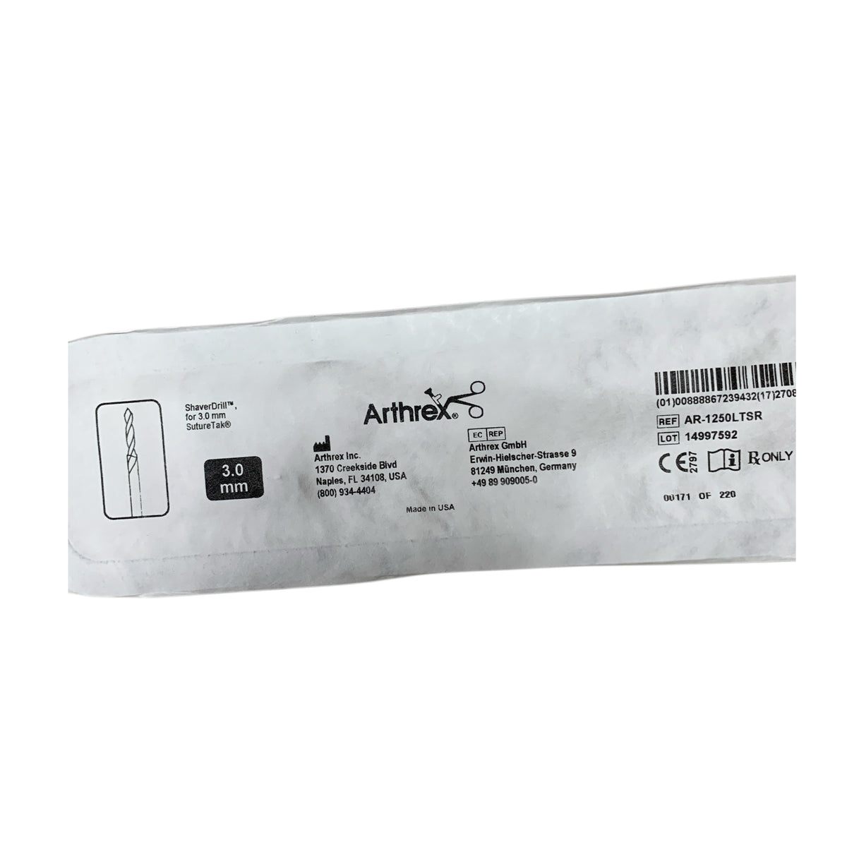 ARTHREX AR-1250LTSR ShaverDrill for 3.0 mm SutureTak 3.0 mm Exp 2027 08