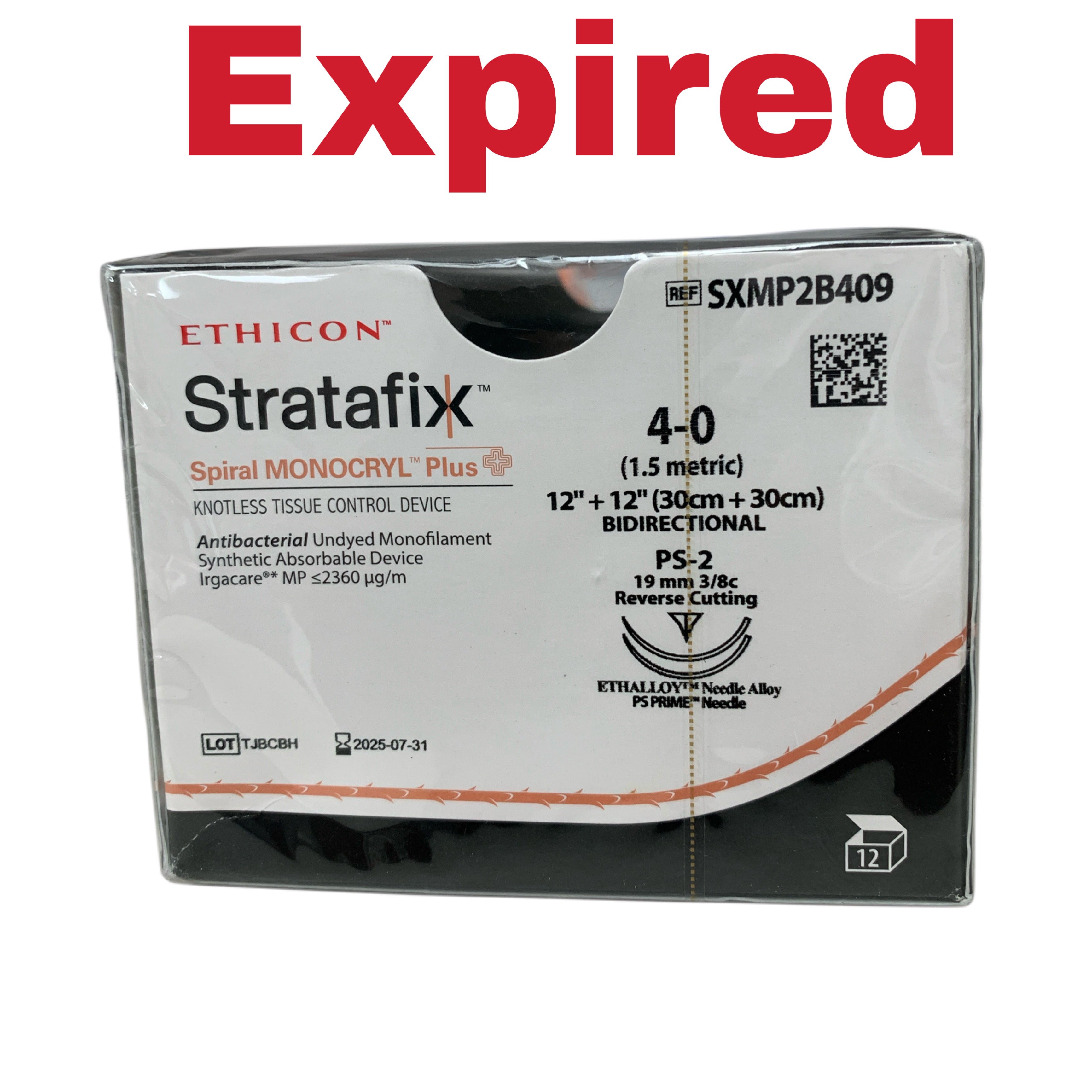 ETHICON REF SXMP2B409 Stratafix Spiral MONOCRYL Plus Knotless Tissue Control Device 4-0 Exp 2025 07