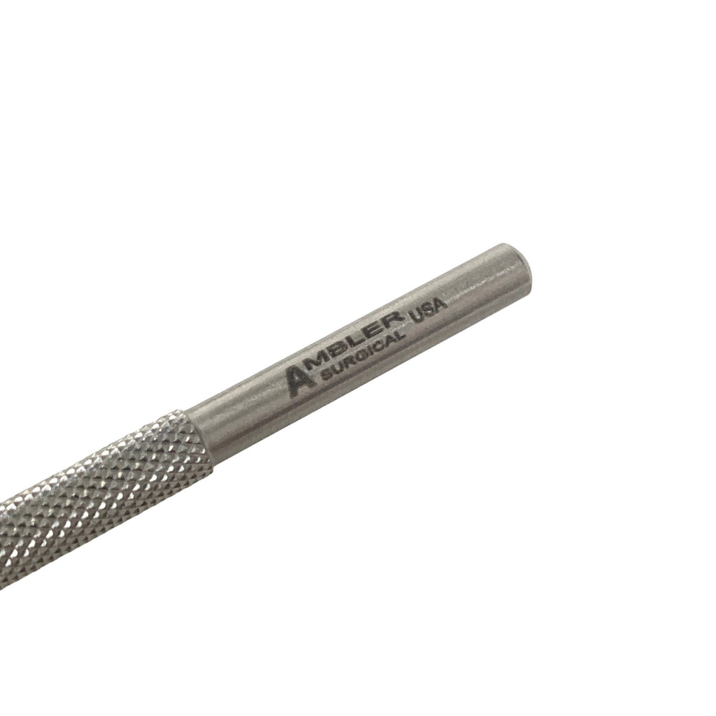 AMBLER REF 9263E Sinskey lens manipulating hook 4 3/8'',angled shaft, 10.0mm from bend to tip, 0.25mm diameter blunt tip, round handle