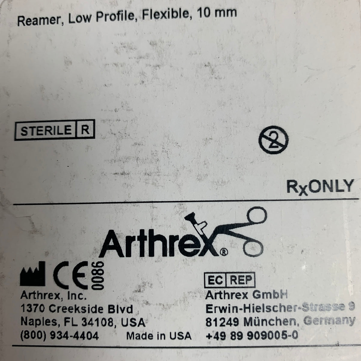 ARTHREX AR-1410LPF Reamer Low Profile Flexible 10 mm EXP 2020 01