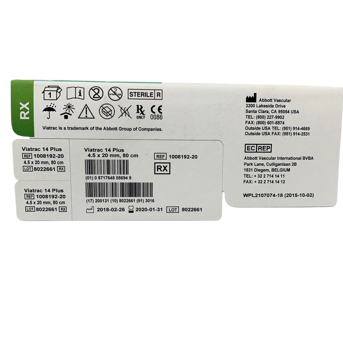 ABBOTT 1008192-20 RX Viatrac 14 Plus Peripheral Dilatation Catheter Microglide 4.5 x 20mm 80cm Exp 2020 01