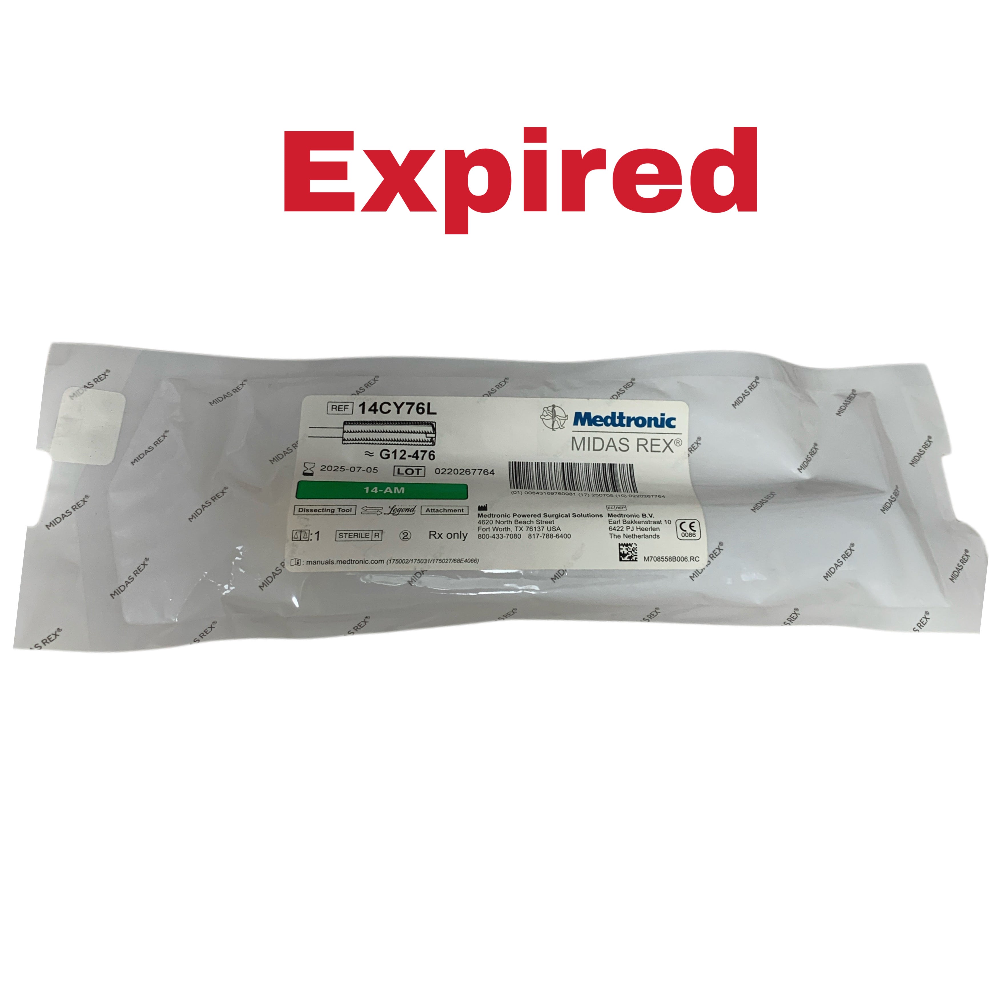 MEDTRONIC Midas Rex 14CY76L Legend Dissecting Tool Attachment G12-476 14-AM Exp 2025 07
