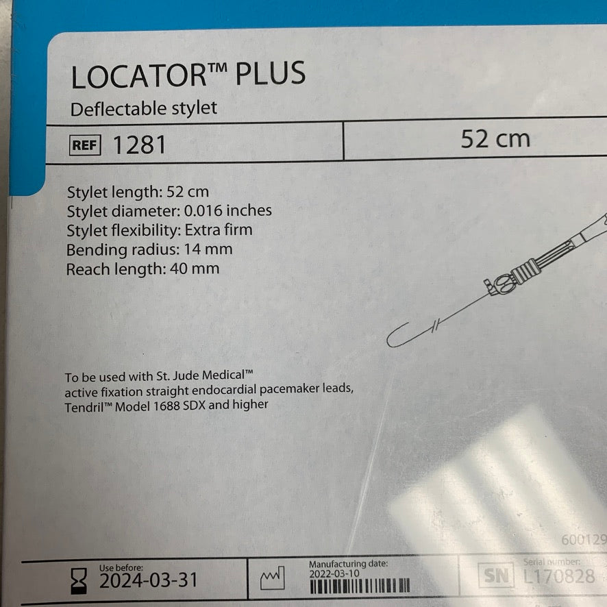 ST JUDE MEDICAL 1281 Locator Plus Deflectable Stylet 52cm EXP 2024 03