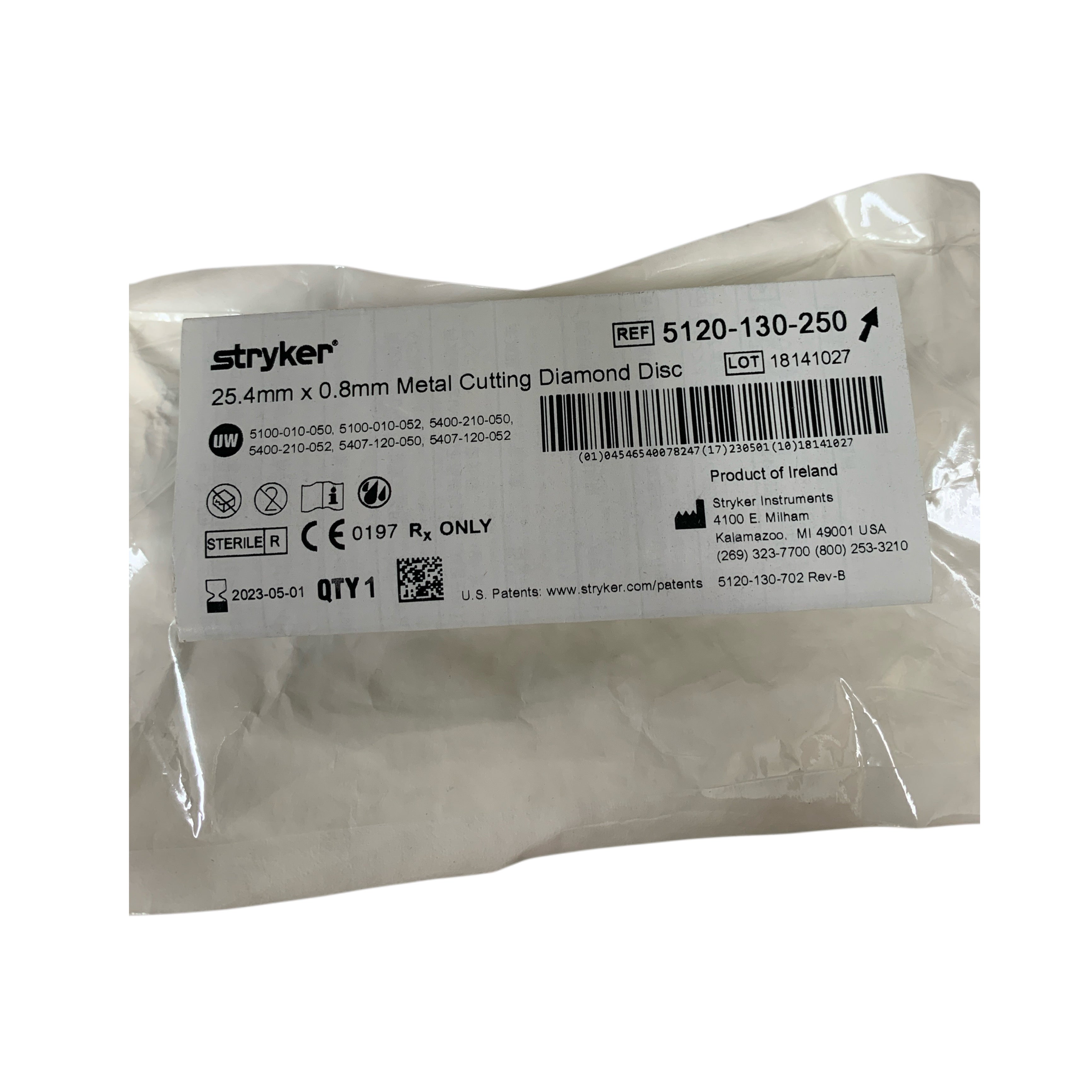 STRYKER REF 5120-130-250 254mm x 08mm Metal Cutting Diamond Disc, Exp 2023/05