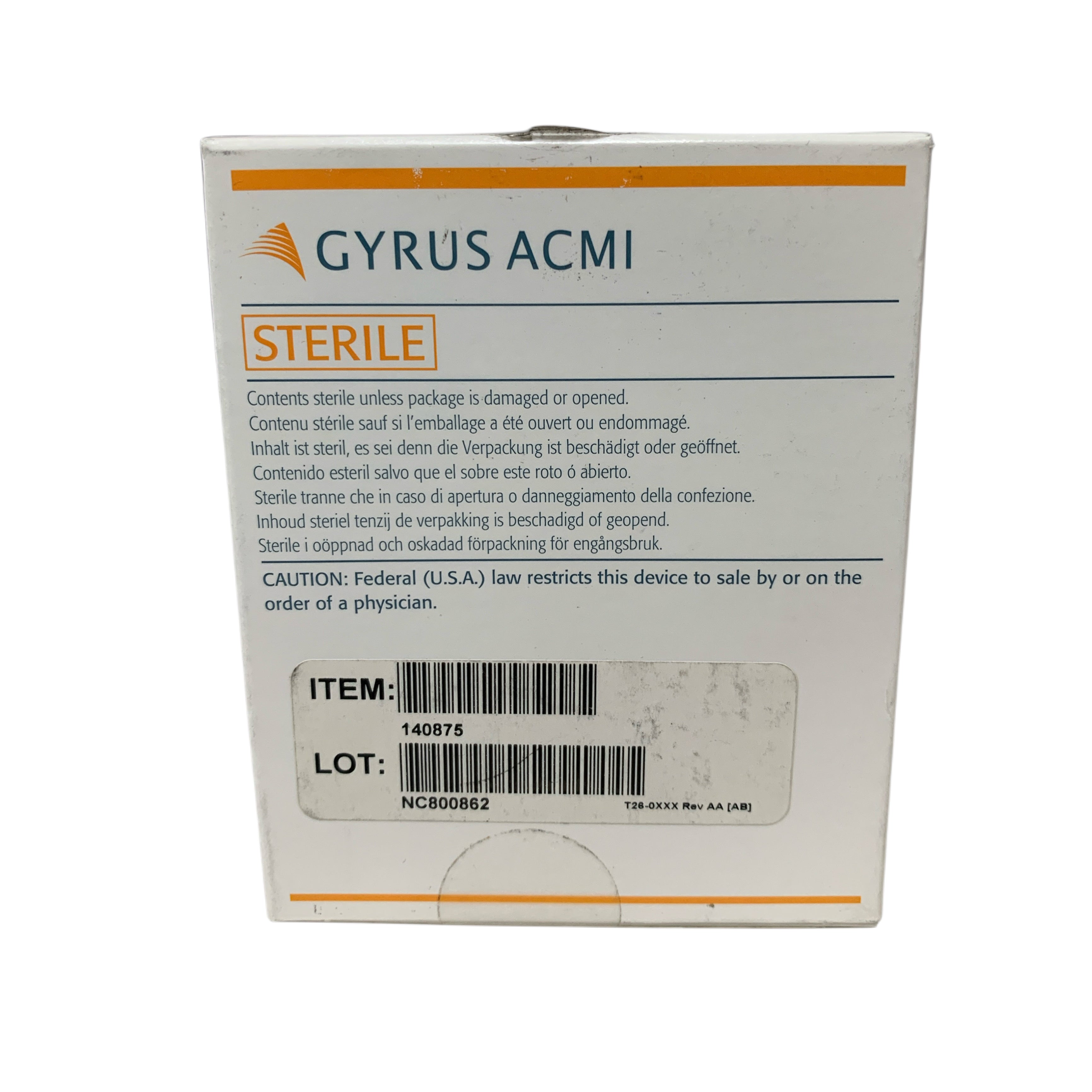 GYRUS ACMI REF 140875 Wehrs Incus Prosthesis Single Notch Medium Length 3.3mm Overall 0.9mm Cannulation, Exp.2028/12
