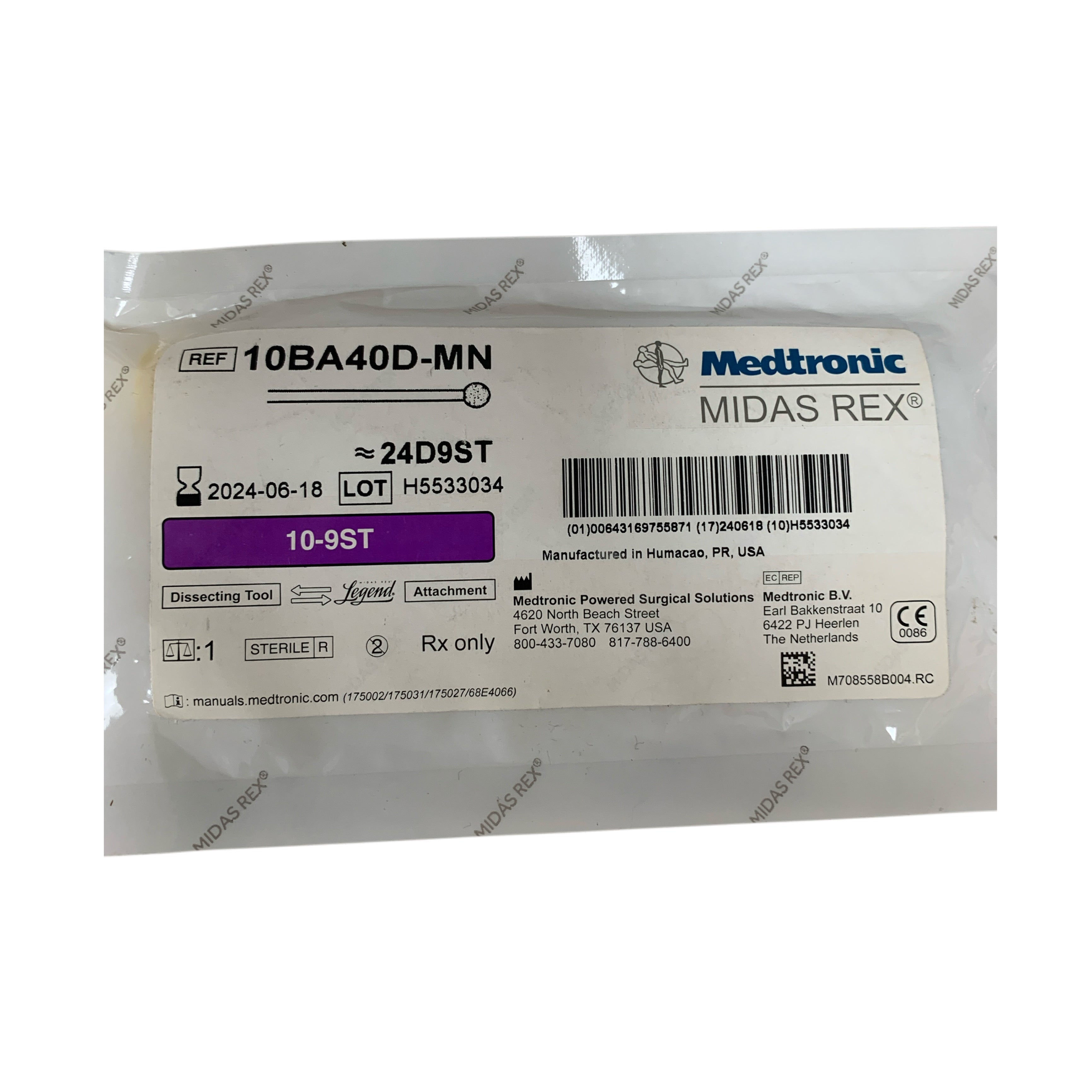 MEDTRONIC REF 10BA40D-MN Midas Rex Legend Diamond Ball Dissecting Tool 10-9ST 4mm Exp.2024/06