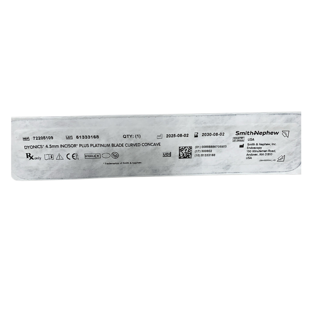 SMITH & NEPHEW 72205109 Dyonics Incisor Plus Platinum Blade Curved Concave 4.5mm Exp 2030 08