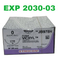 ETHICON REF JB978H Coated VICRYL Polyglactin 910 Suture, Size 0, CTXB Needle, 36" (90 cm), Box of 36, Exp.2030/03