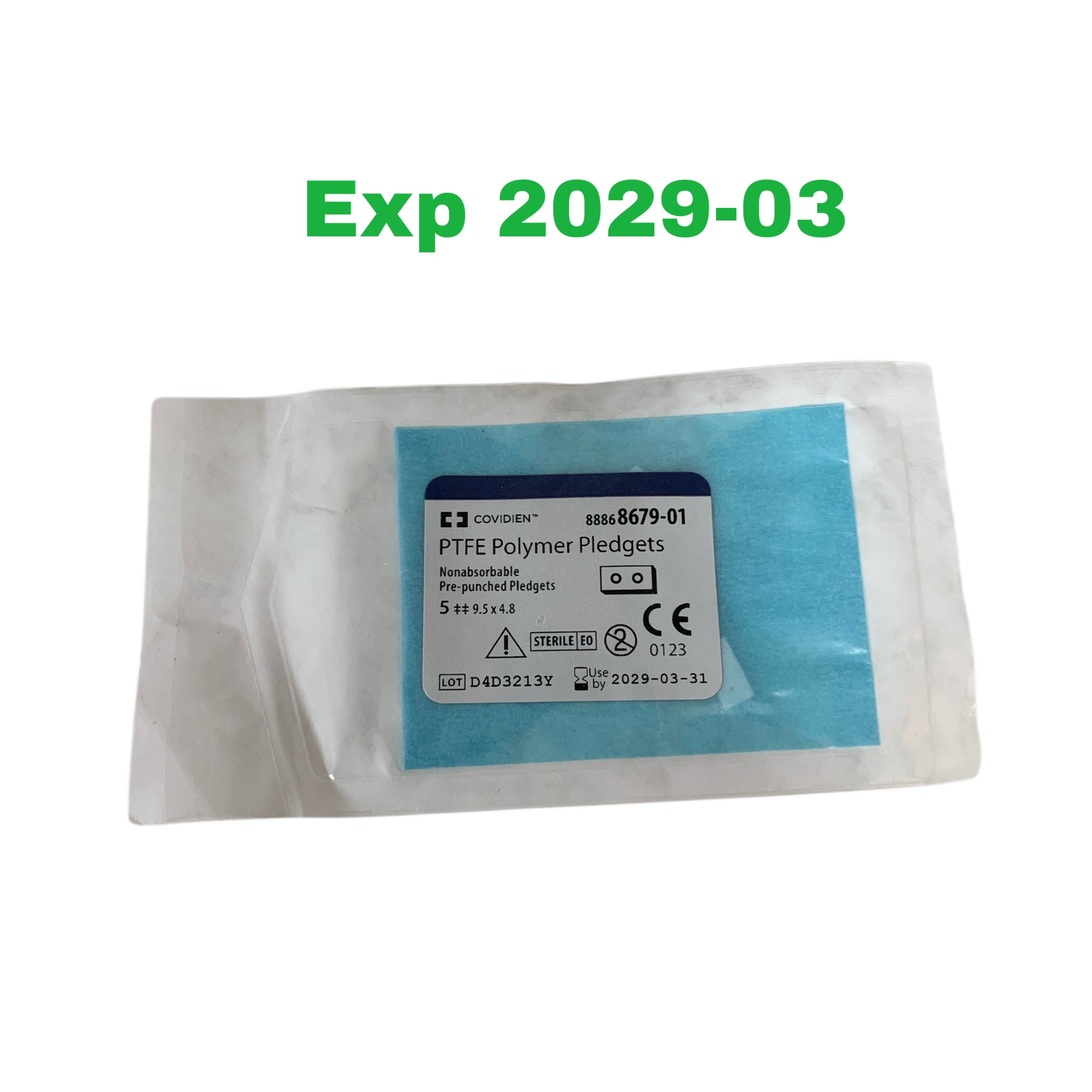 COVIDIEN REF 88868679-01 PTFE Polymer Pledgets Nonabsorbable Pre-punched Pledgets 9.5 x 4.8, Exp.2029/03