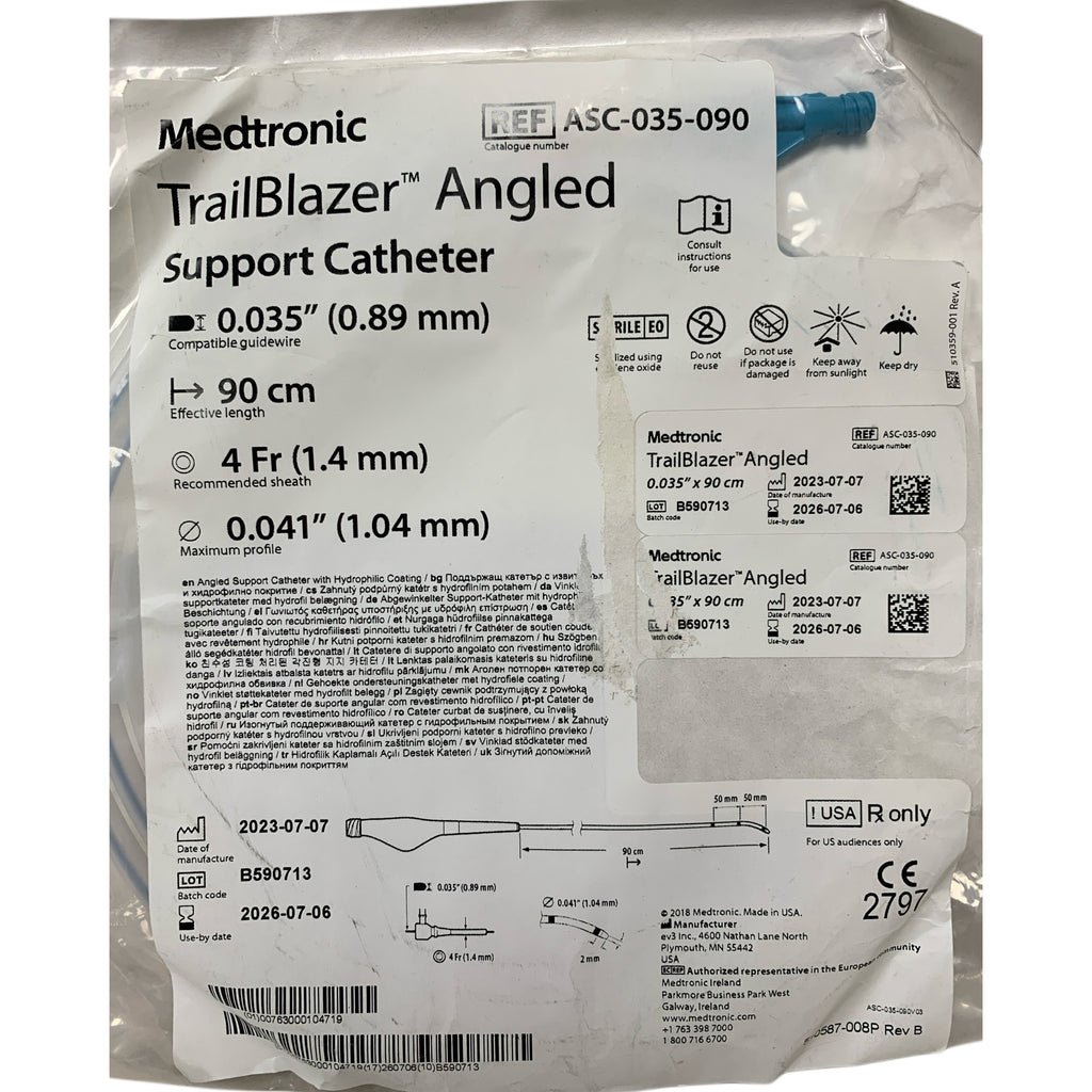 MEDTRONIC REF ASC-035-090 TrailBlazer Angled Support Catheter 0.035" x 90cm 4 Fr, Exp.2026/07