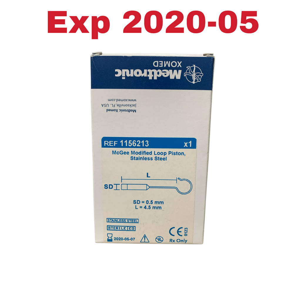 MEDTRONIC XOMED 1156213 McGee Modified Loop Piston Stainless Steel SD 0.5 mm L 4.5 mm Exp 2020 05