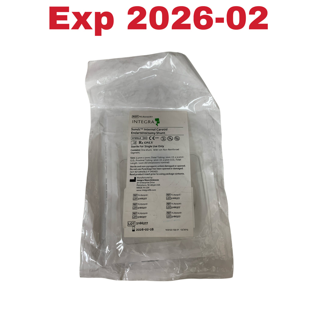 INTEGRA REF NL8505061 Sundt Internal Carotid Endarterectomy Shunt, Exp.2026/02