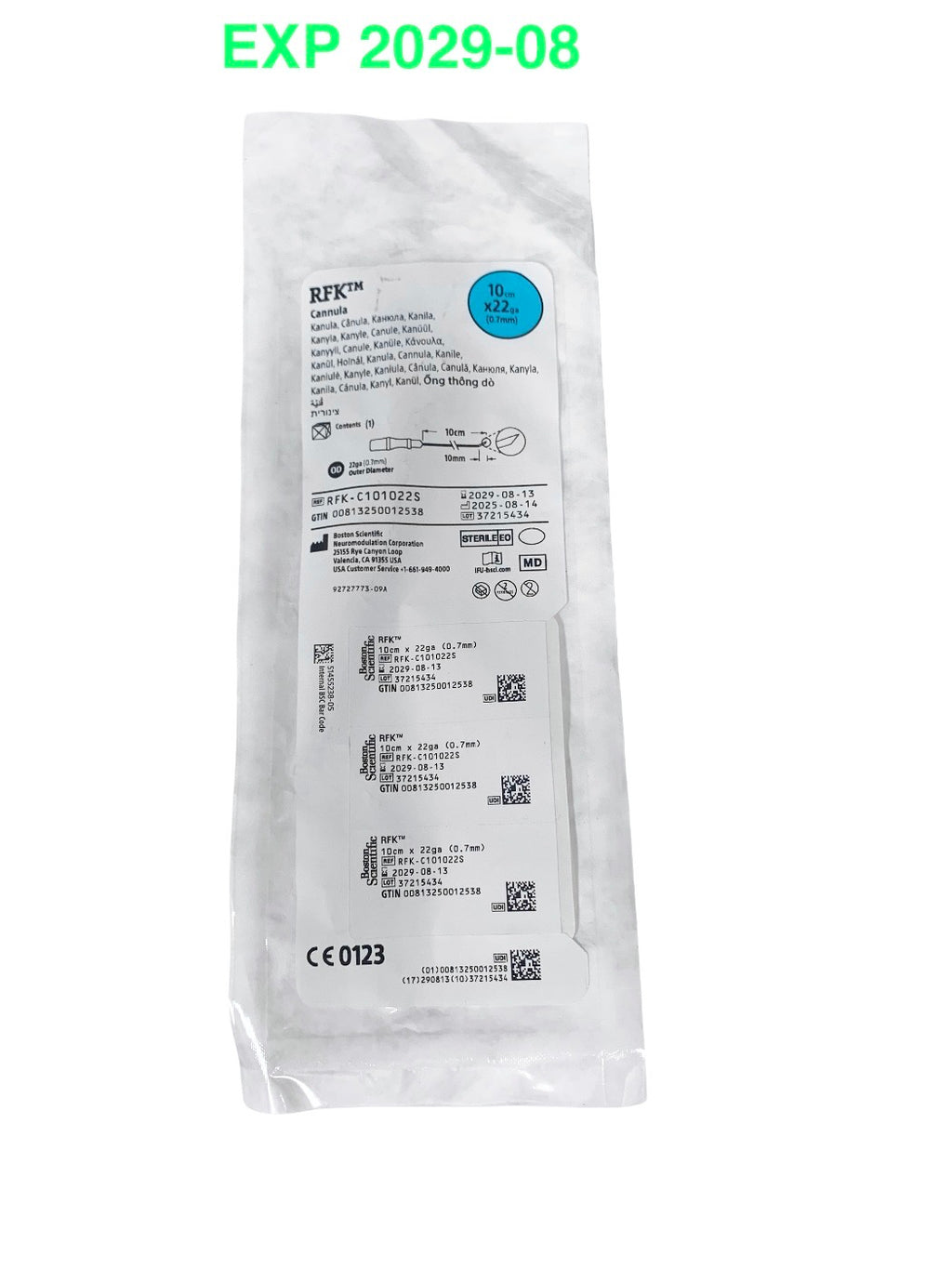 BOSTON SCIENTIFIC REF RFK-C101022S RFK CANNULA EXP 2029 08