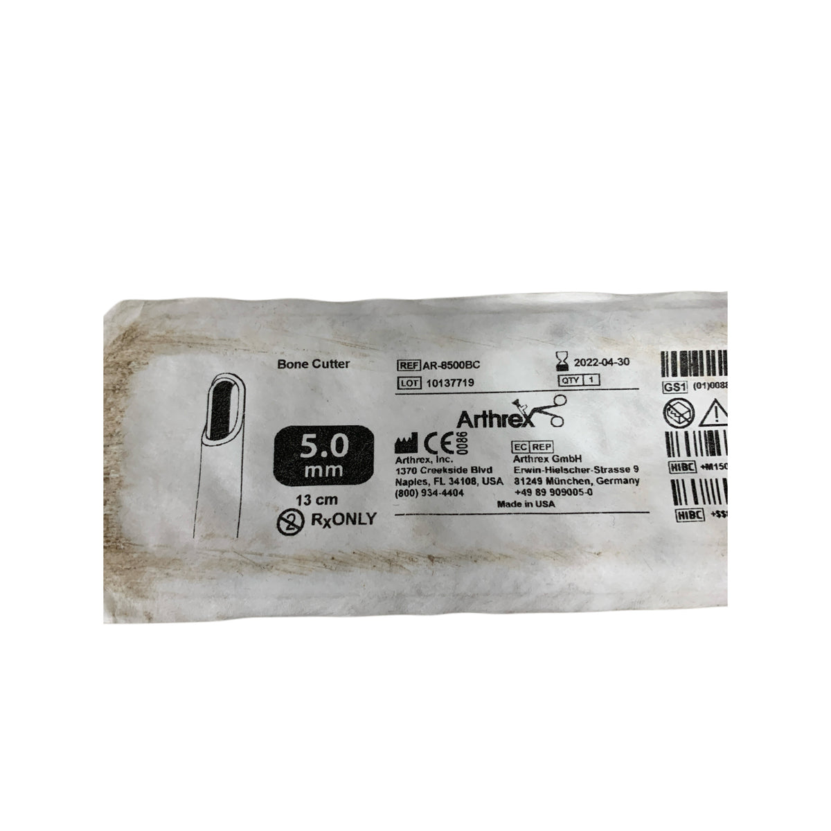 ARTHREX AR-8500BC Bone Cutter 5.0 mm 13 cm Exp 2022 04