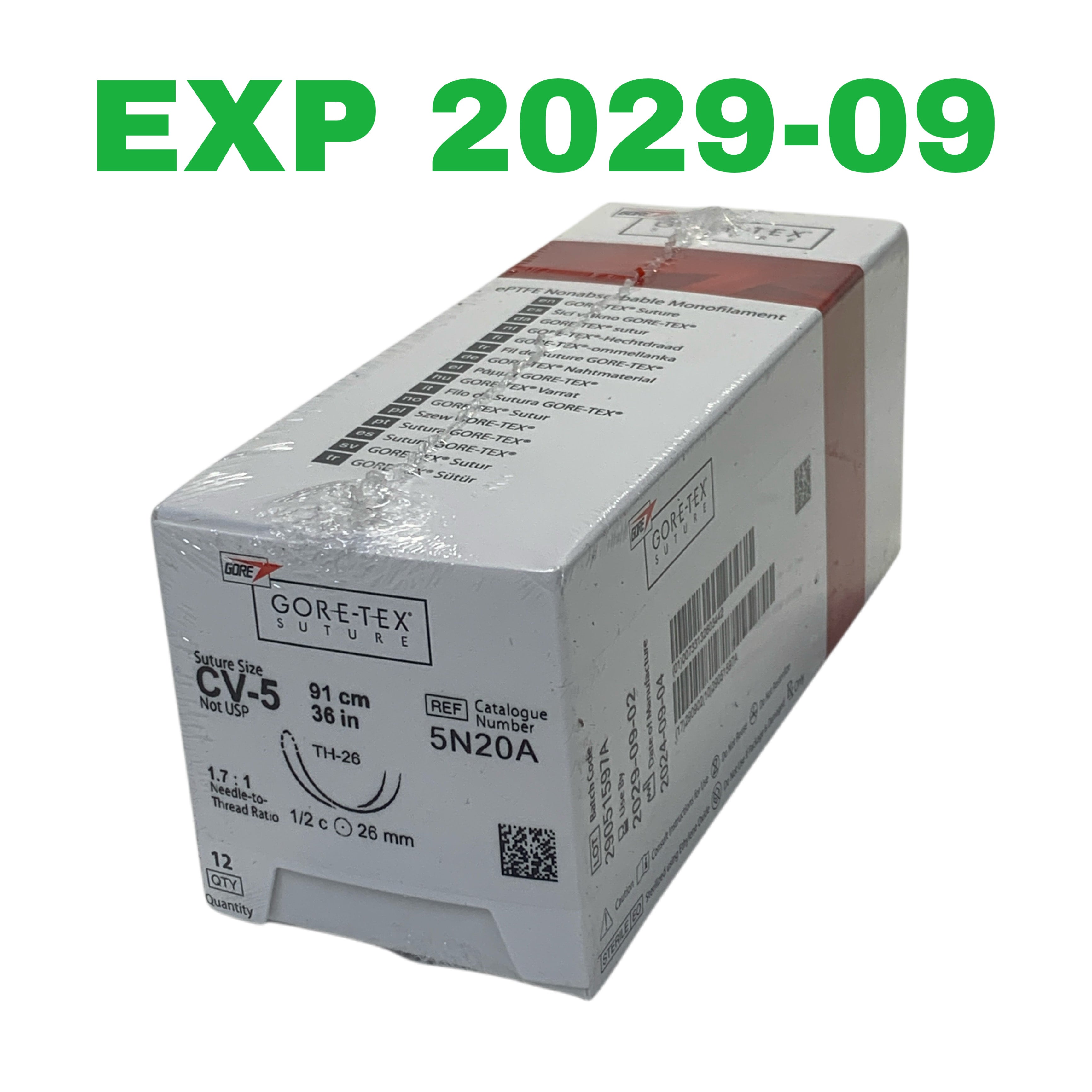 GORE REF 5N20A GORE-TEX Suture CV-5 91 cm 36 in TH-26 Box of 12, Exp.2029/09