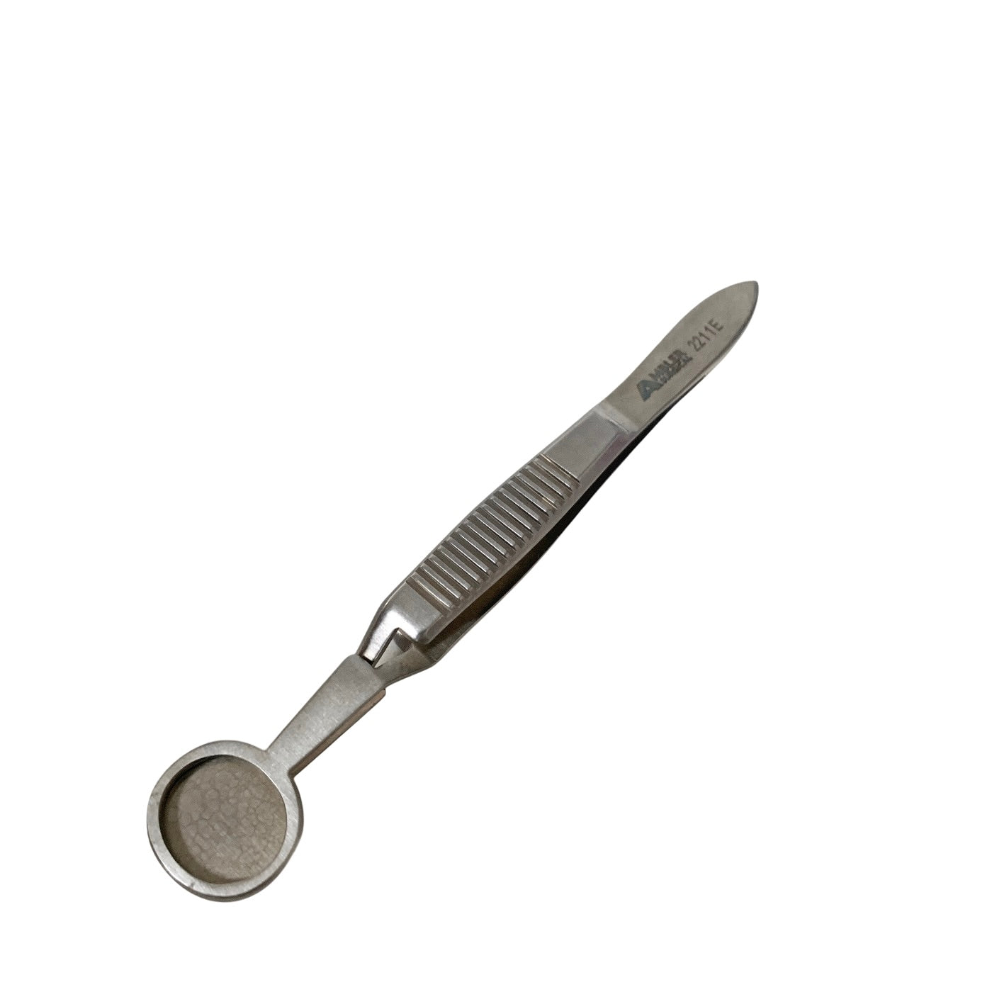 AMBLER REF 2211E Desmarres chalazion forceps 20.0mm solid lower plate, 12.0mm x 14.0mm open upper plate, cross-action flat handle