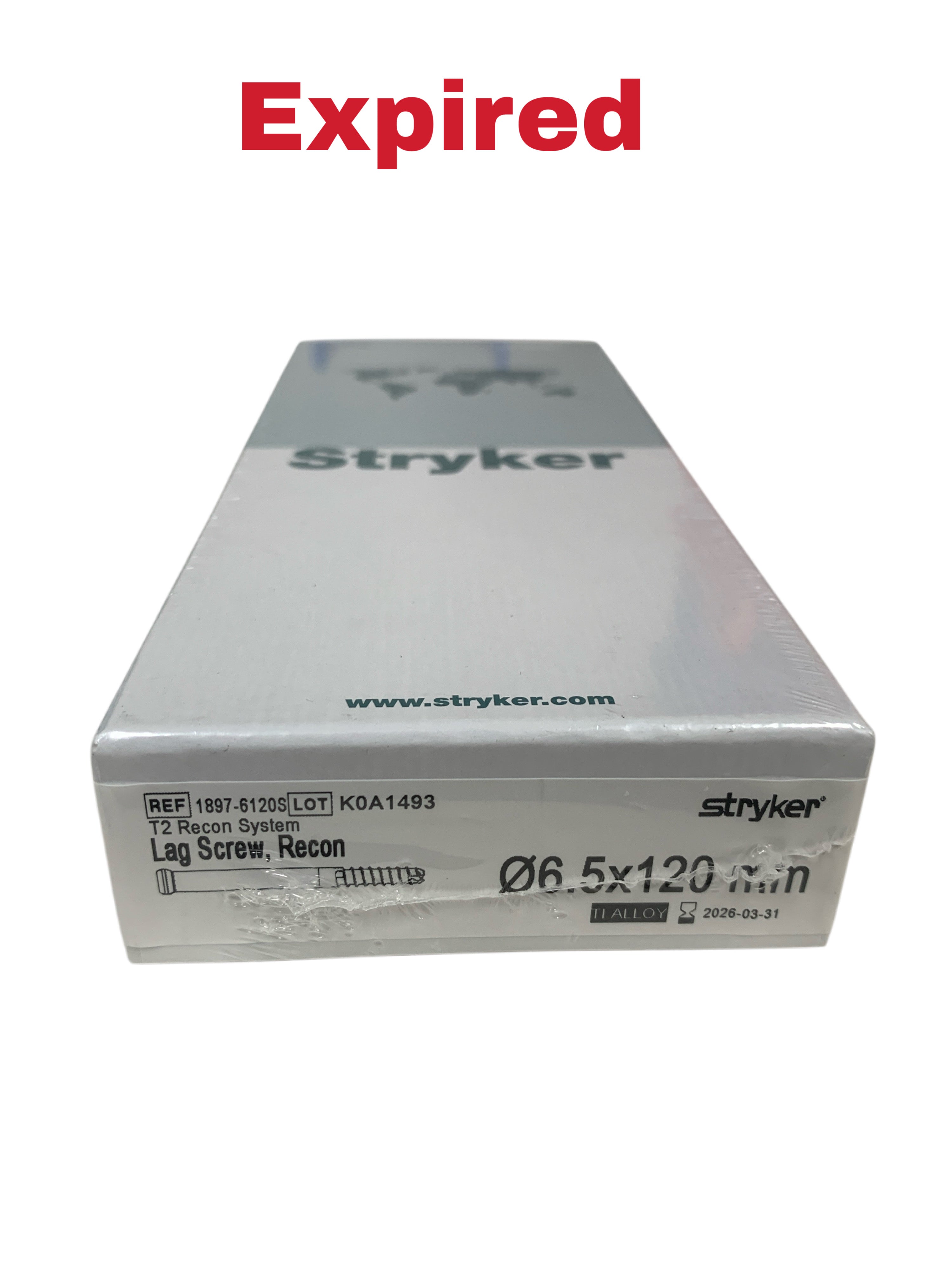 STRYKER REF  1897-6120S T2 Recon System Cannulated Lag Screw 6.5 x 120 mm Titanium Alloy, Exp.2026/03