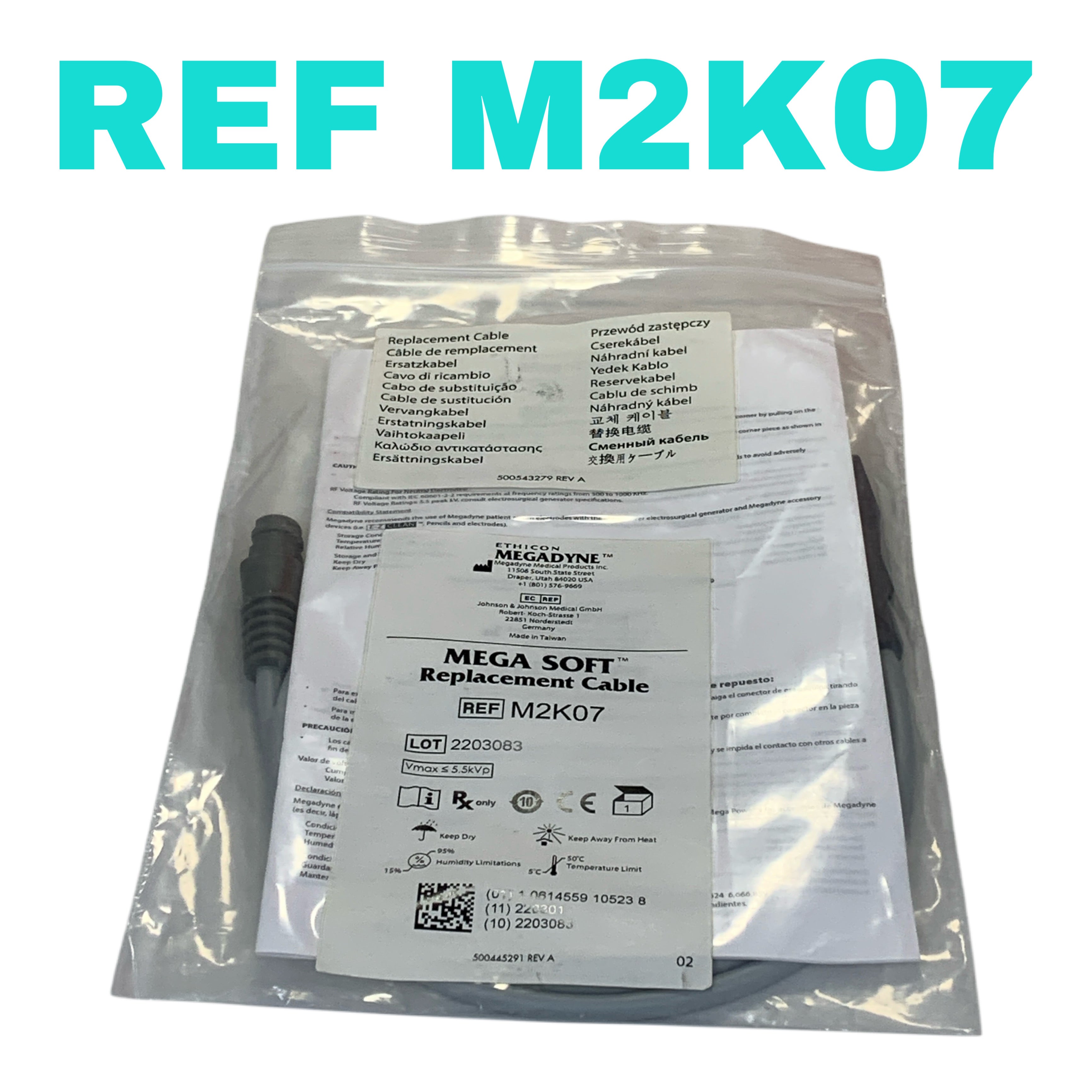 ETHICON REF M2K07 Megadyne Mega Soft Replacement Cable