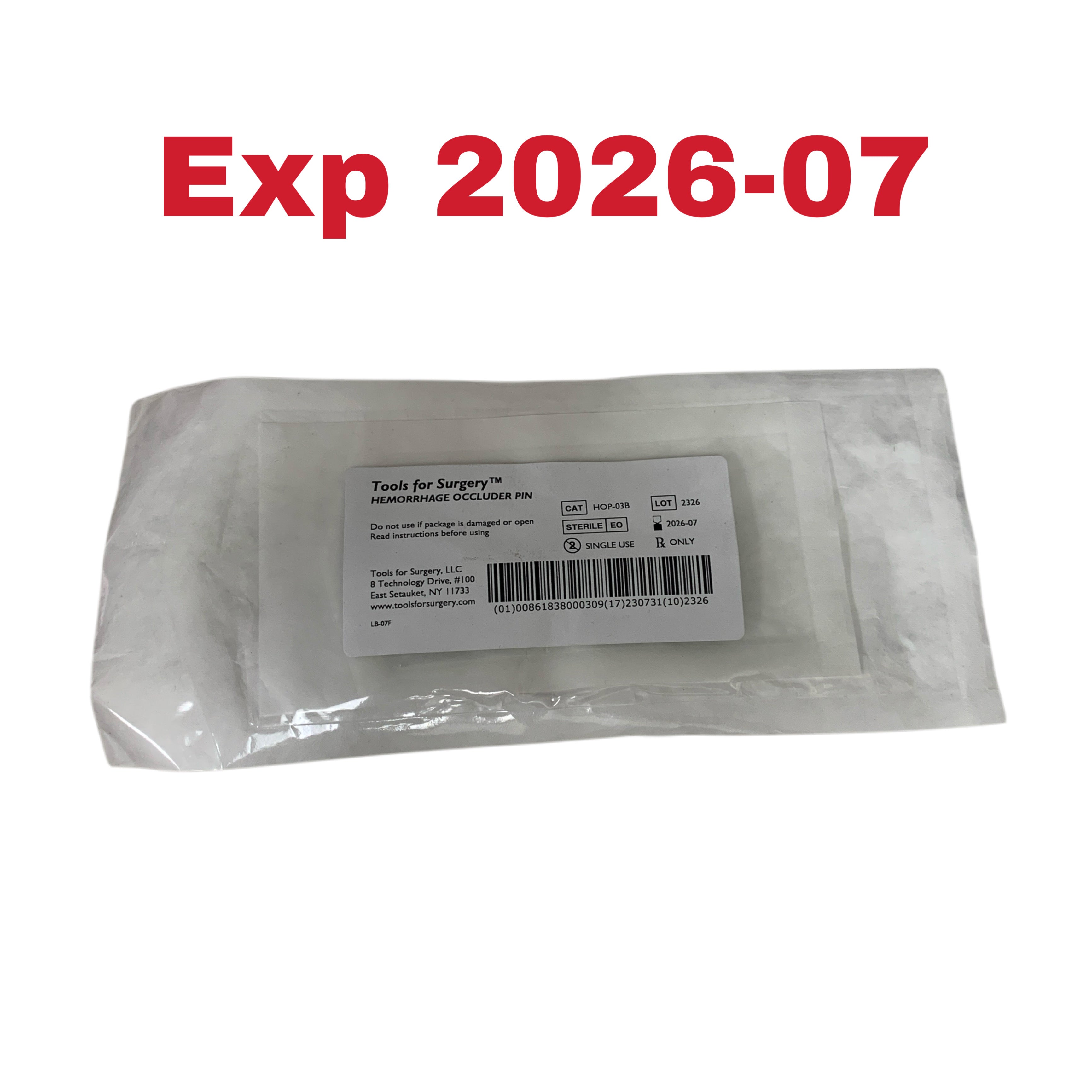 TOOLS FOR SURGERY REF HOP-03B Hemorrhage Occluder Pin, Exp.2026/07