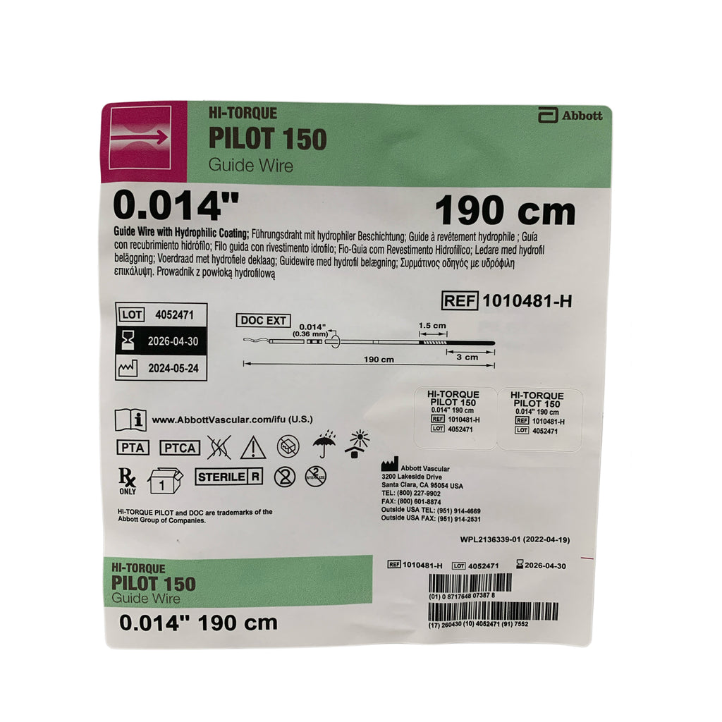 ABBOTT 1010481-H HI-TORQUE PILOT 150 Guide Wire 0.014" 190 cm Exp 2026 04