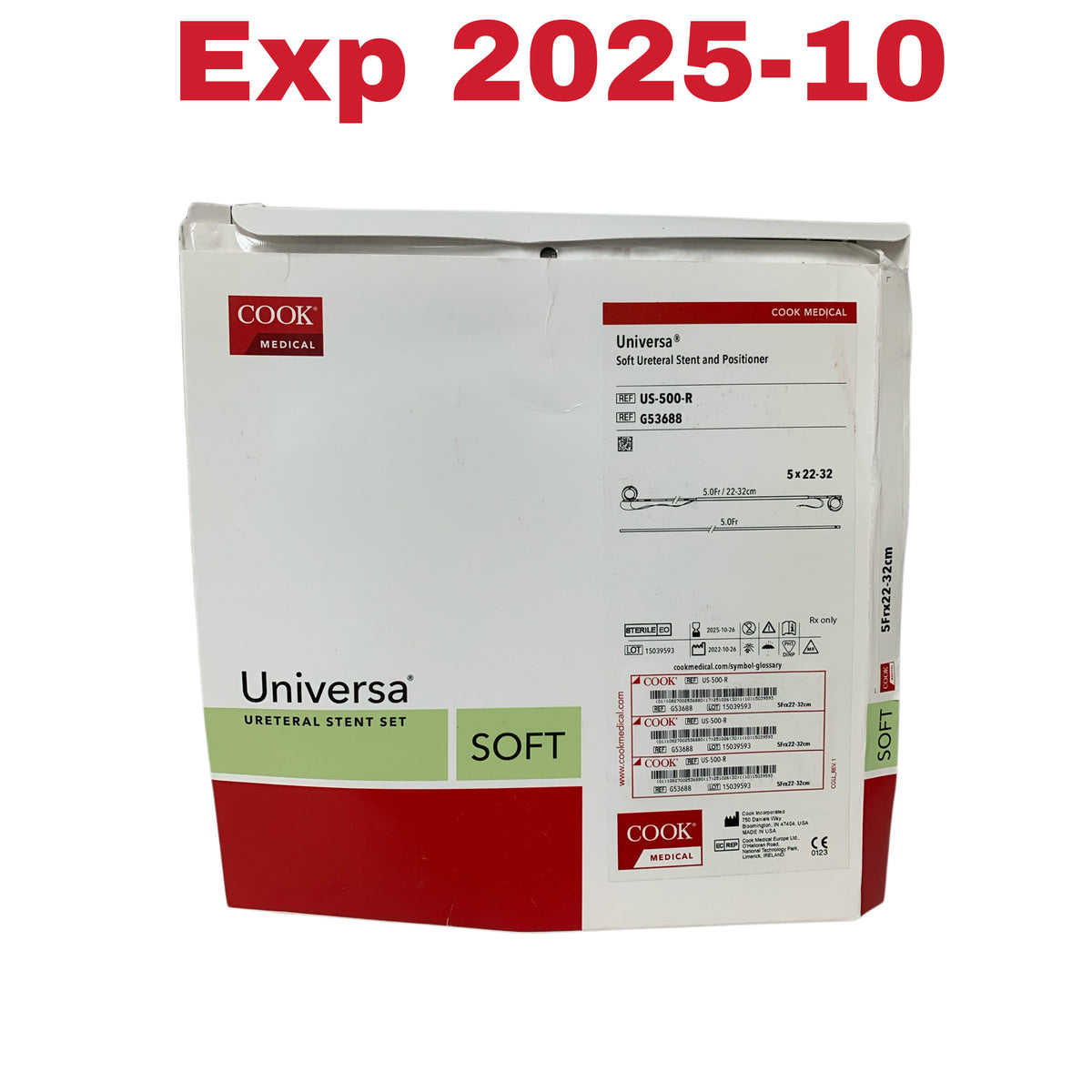 COOK MEDICAL US-500-R / G53688 Universa Soft Ureteral Stent and Positioner 5Fr x 22-32cm Exp 2025 10