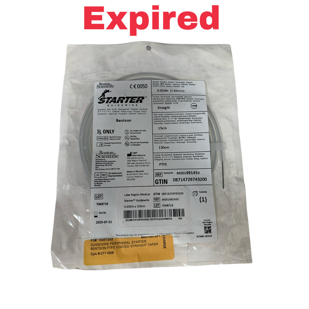 BOSTON SCIENTIFIC REF M001491450 Starter Bentson Guidewire 0.035in x 150cm, Exp.2025