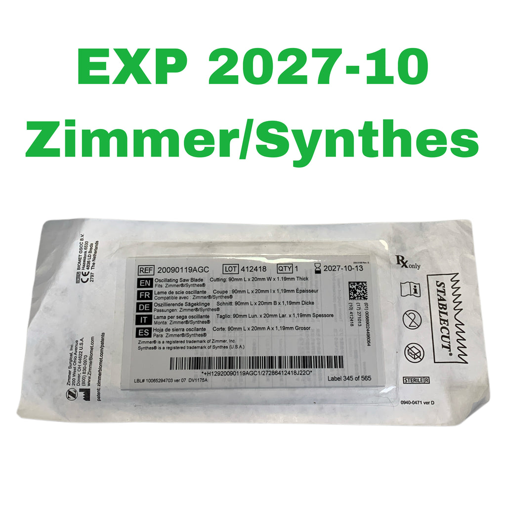 ZIMMER /SYNTHES REF 20090119AGC StableCut Oscillating Saw Blade 90mm x 20mm x 1.19mm, EXP.2027/10