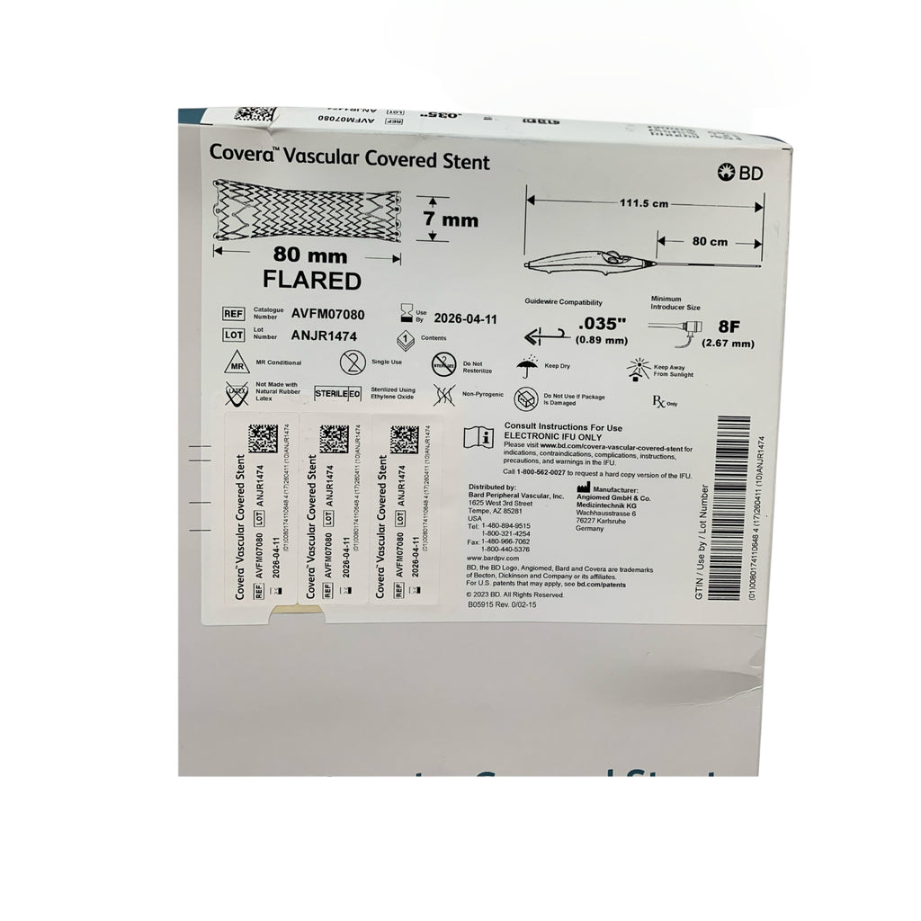 BD BARD AVFM07080 Covera Vascular Covered Stent 7mm 80mm Flared 8F 80cm Exp 2026 04