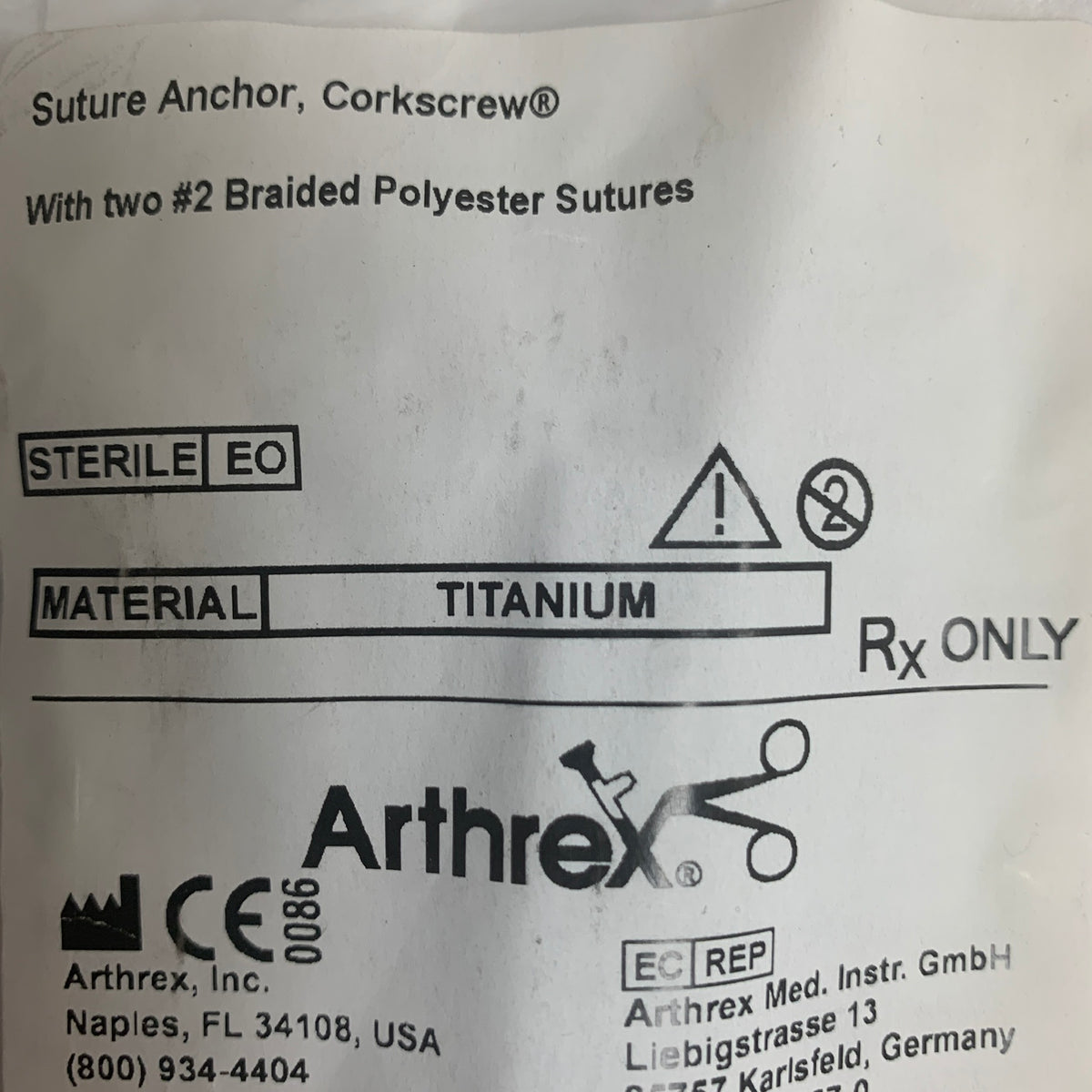ARTHREX AR-1920S Titanium Corkscrew Suture Anchor 5x15.5mm EXP 2019 12