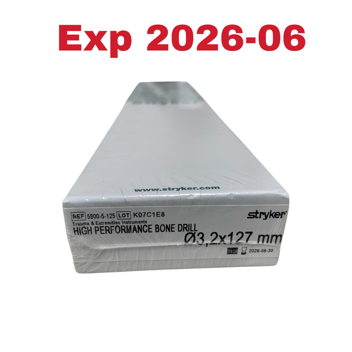 STRYKER 5800-5-125 High Performance Bone Drill 3.2x127mm Exp 2026 06